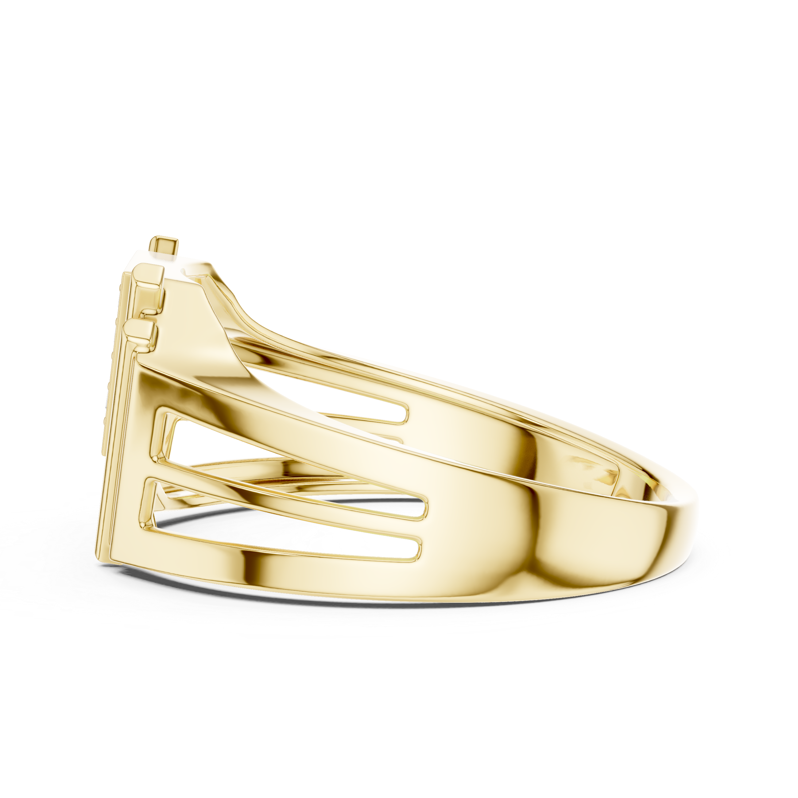 The Carré d’Or Ring - Geometric Chevron Split Shank Band