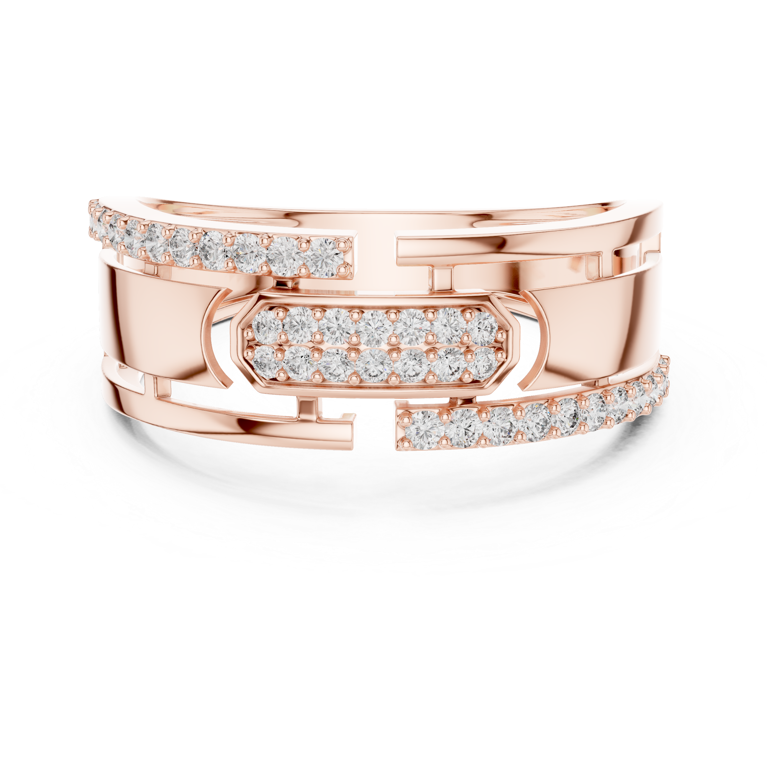 The Solna Ring - Architectural Split Shank Diamond Band