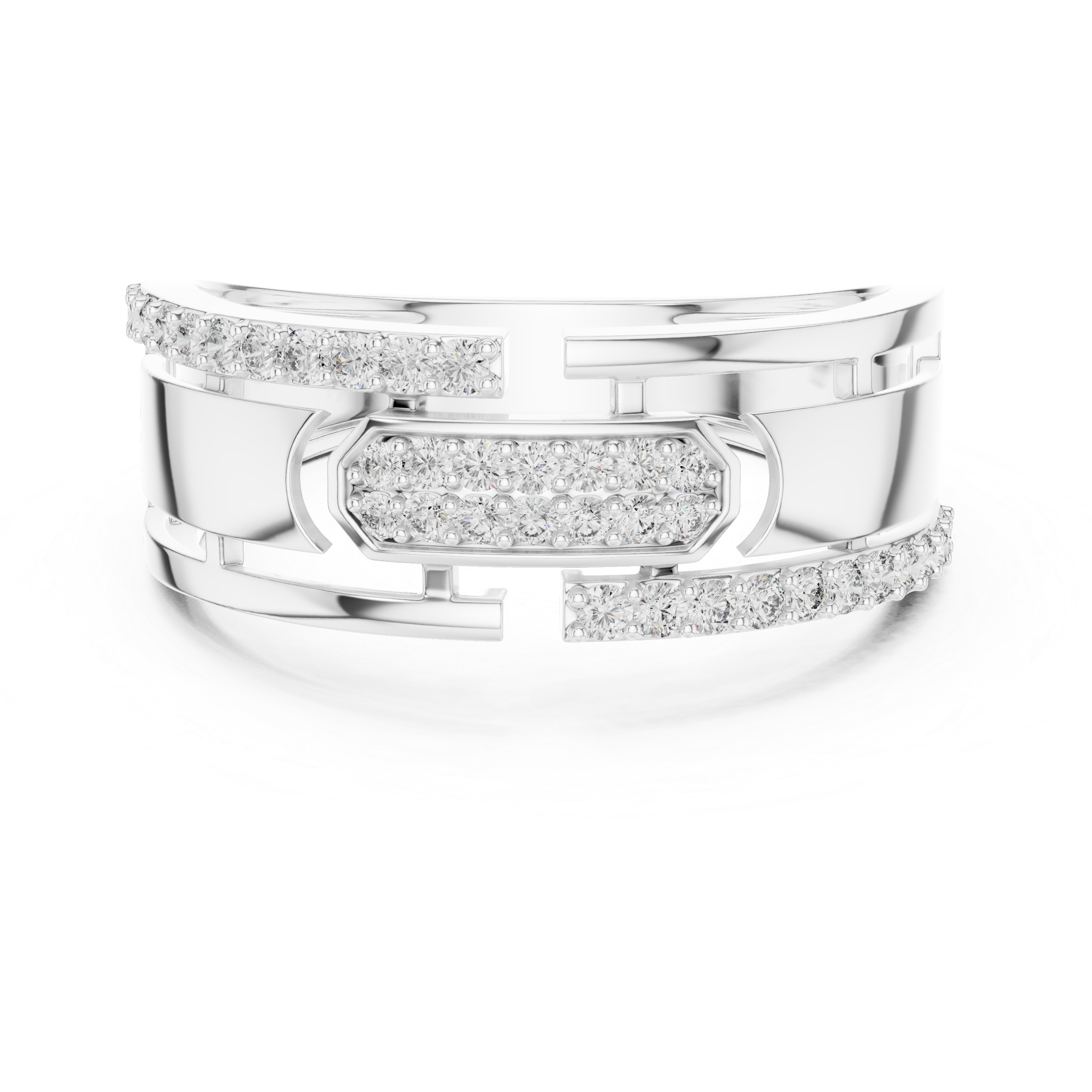 The Solna Ring - Architectural Split Shank Diamond Band