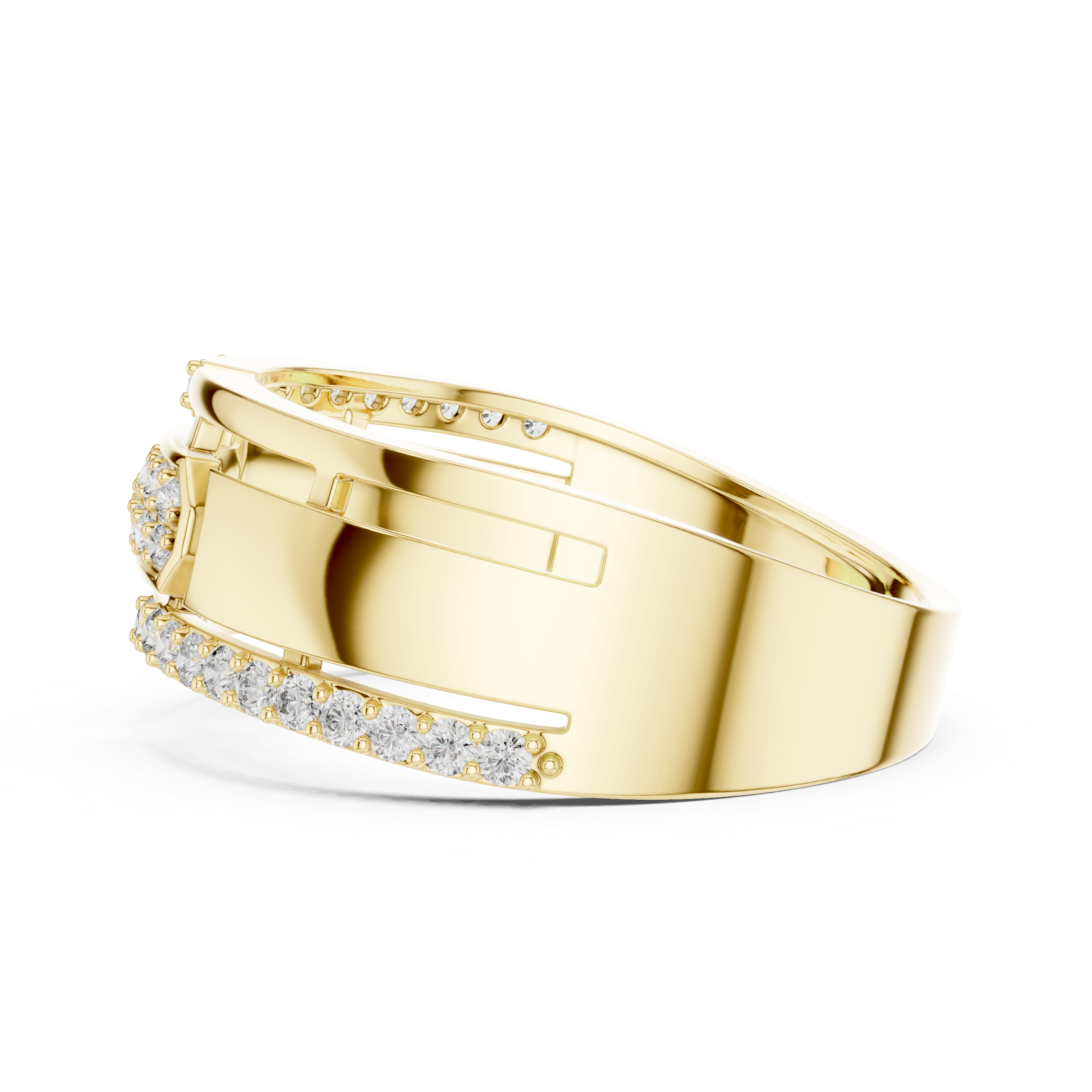 The Solna Ring - Architectural Split Shank Diamond Band
