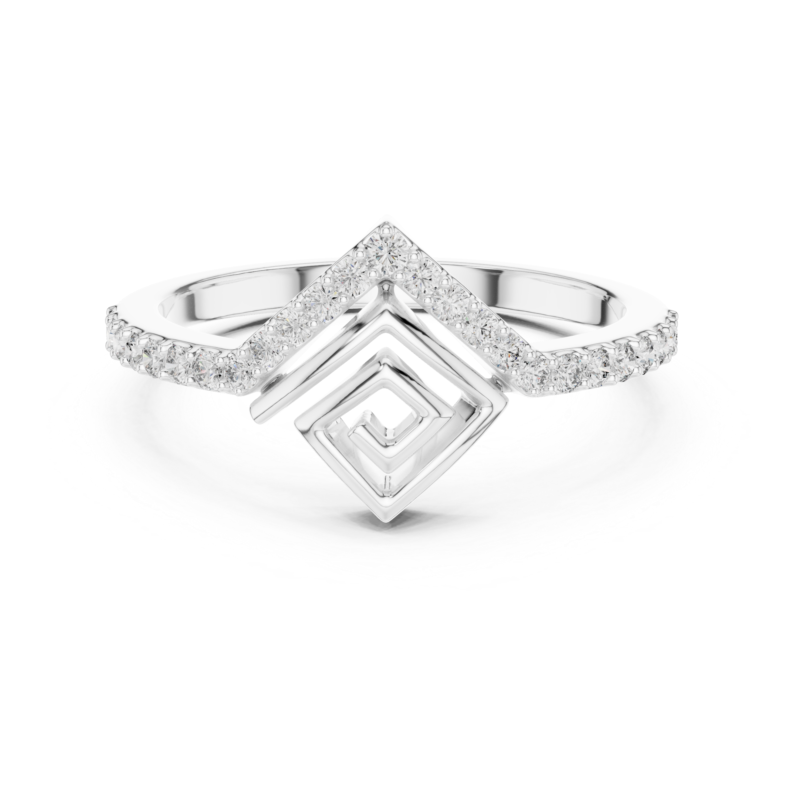 The Vaduz Ring - Geometric Chevron Diamond Tiara Band