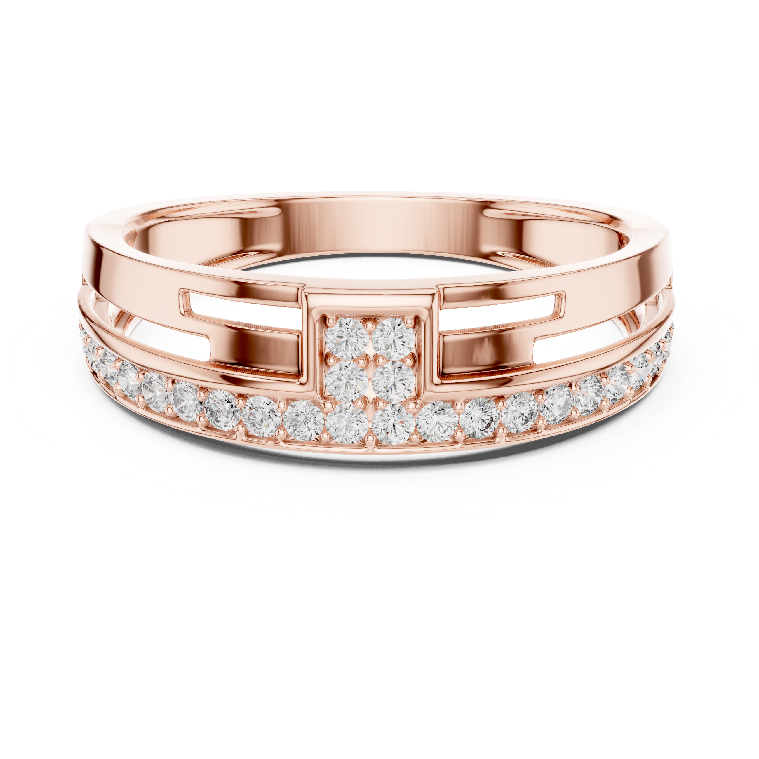 The Lyngby Ring - Geometric Parallel Bar Diamond Band