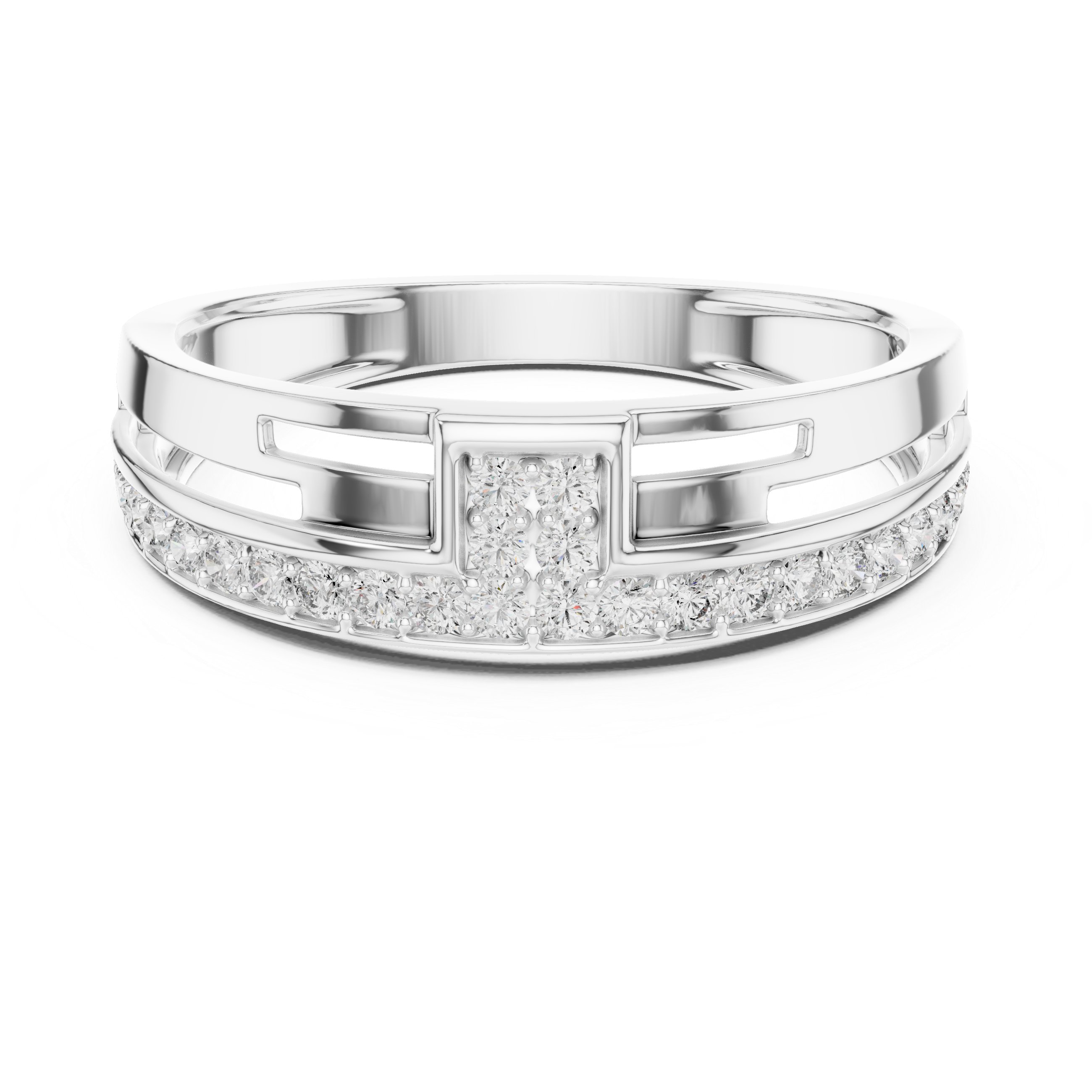 The Lyngby Ring - Geometric Parallel Bar Diamond Band