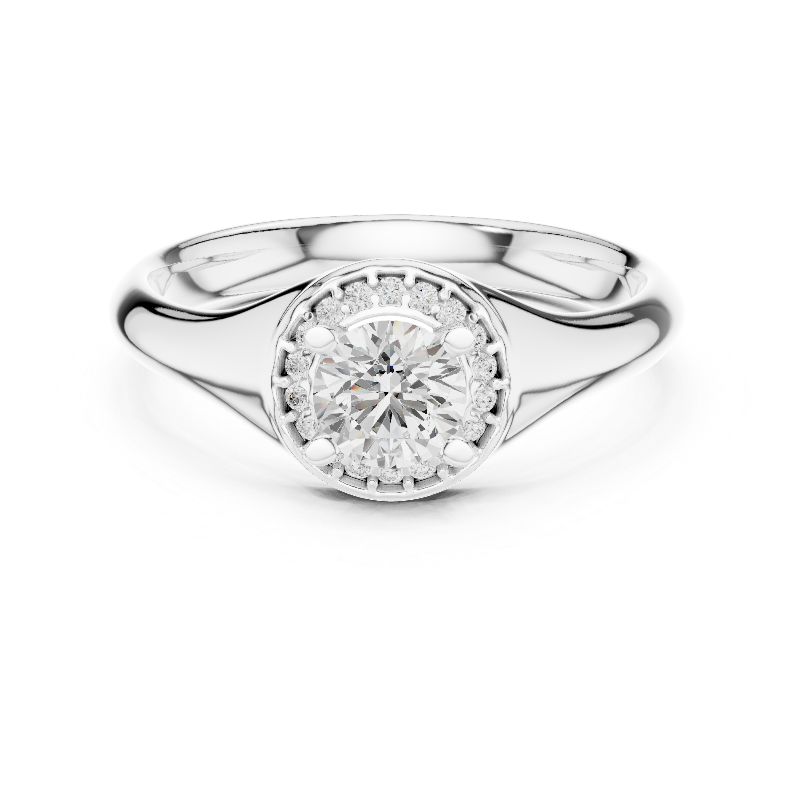 The Lenno Ring - Bezel Set Halo Solitaire Engagement Ring