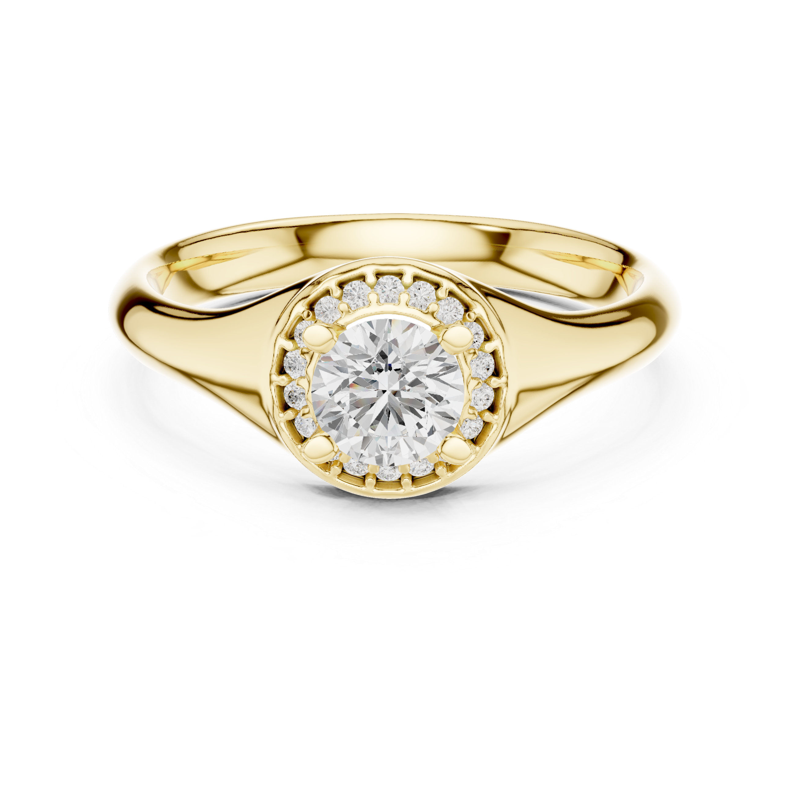 The Lenno Ring - Bezel Set Halo Solitaire Engagement Ring