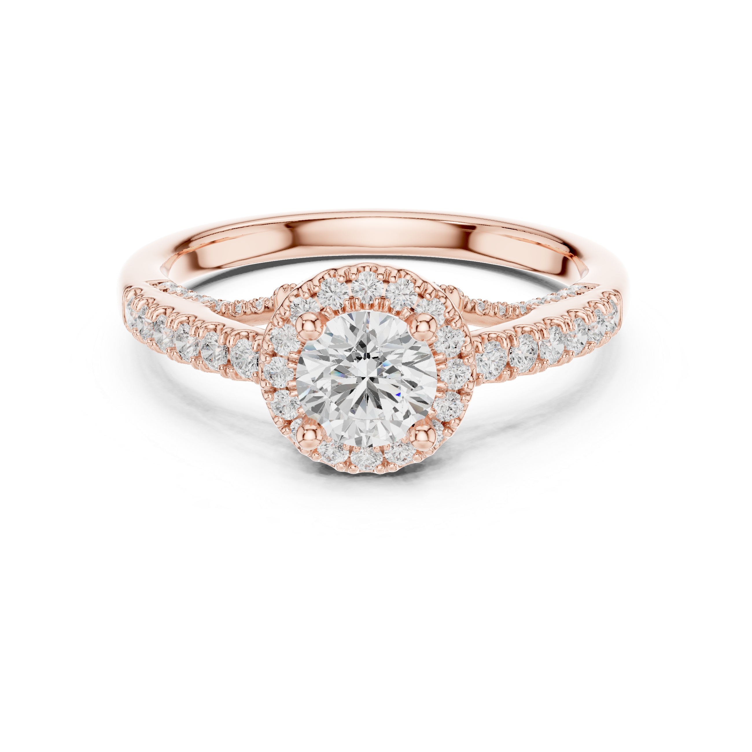 The Blevio Ring - Scalloped Cathedral Halo Engagement Ring