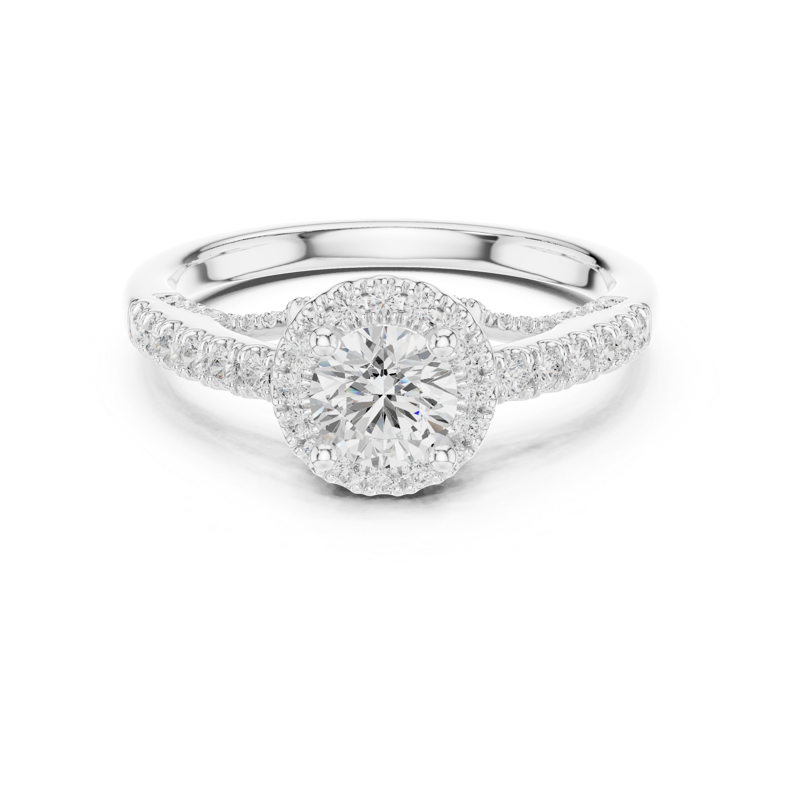The Blevio Ring - Scalloped Cathedral Halo Engagement Ring