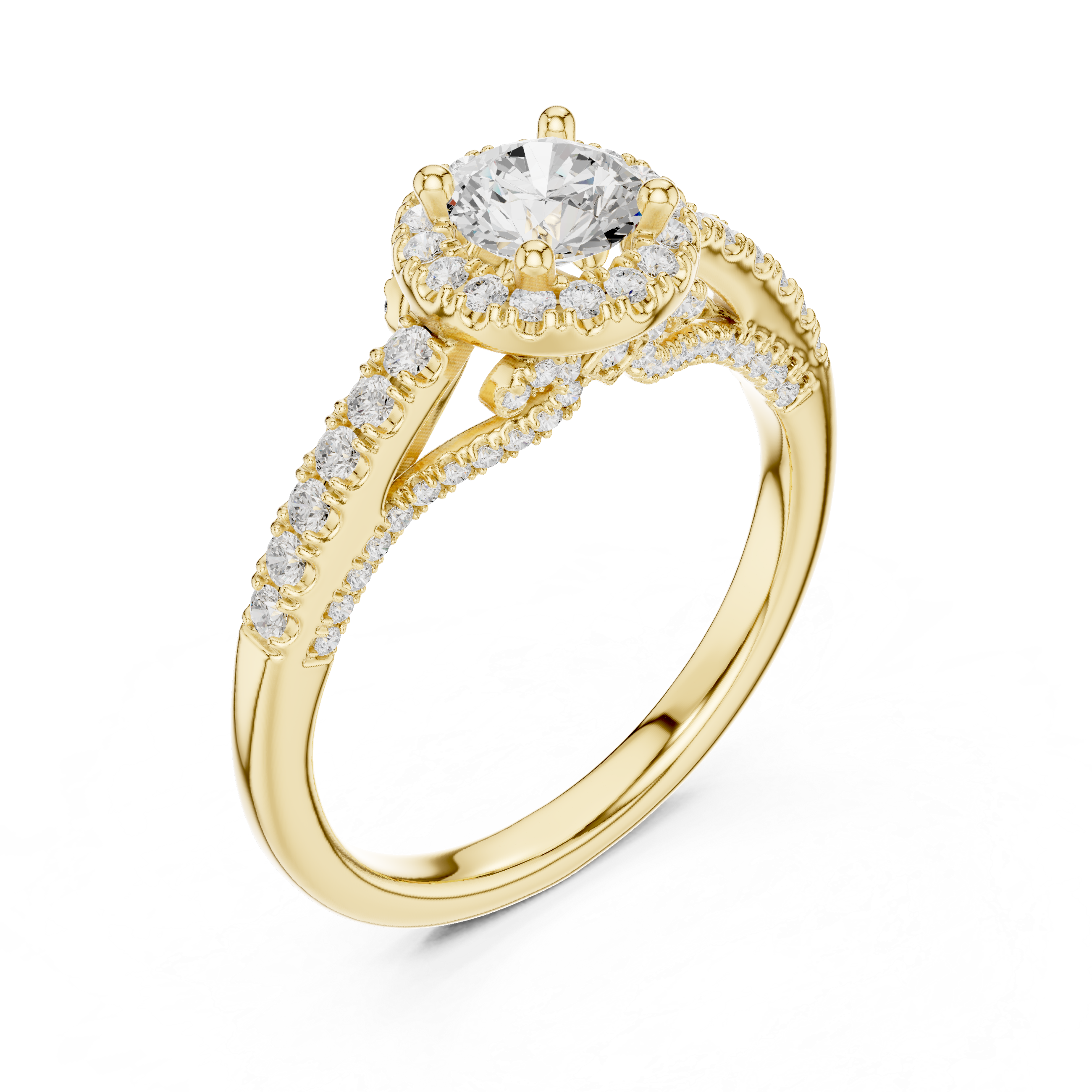 The Blevio Ring - Scalloped Cathedral Halo Engagement Ring