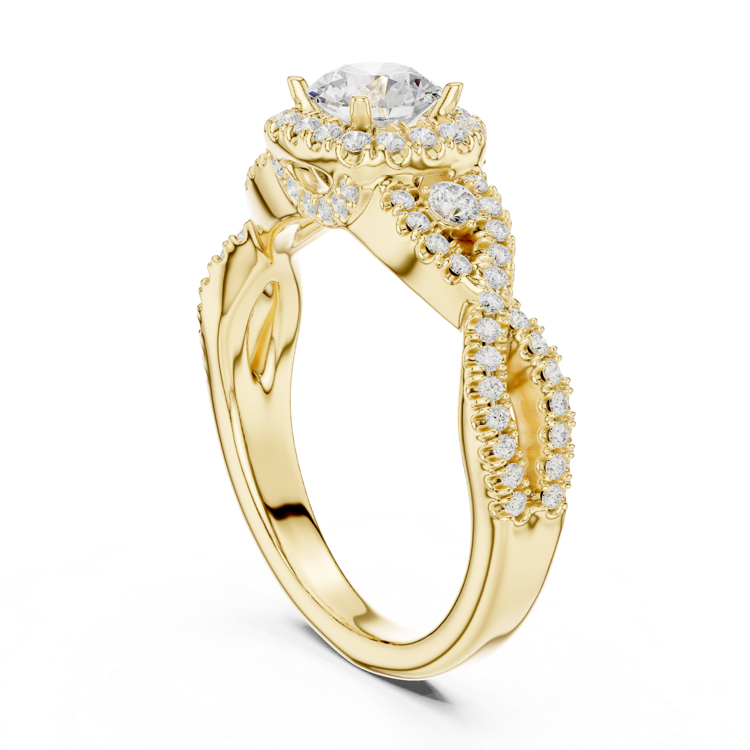 The Possenhofen Ring - Infinity Twisted Halo Engagement Ring