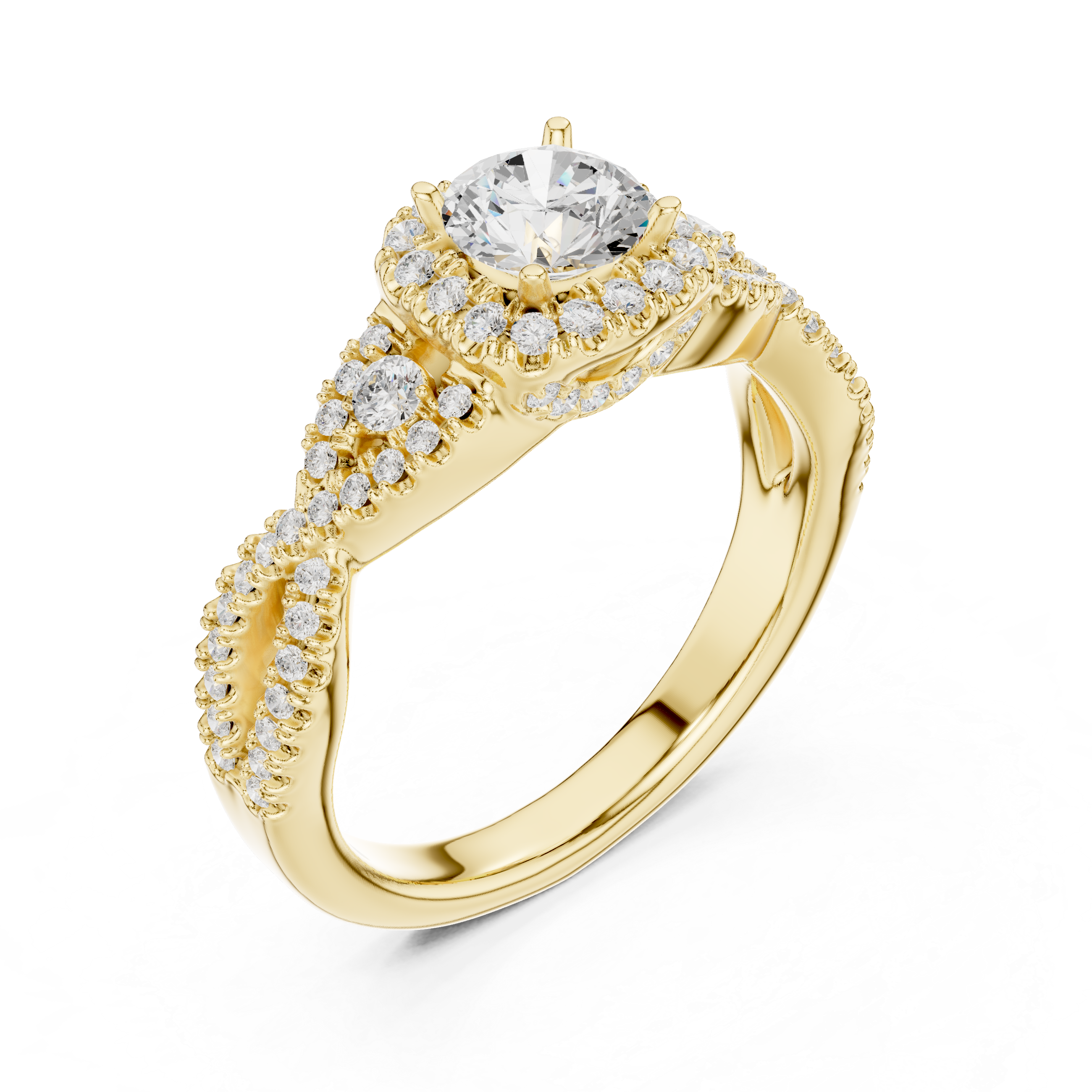 The Possenhofen Ring - Infinity Twisted Halo Engagement Ring