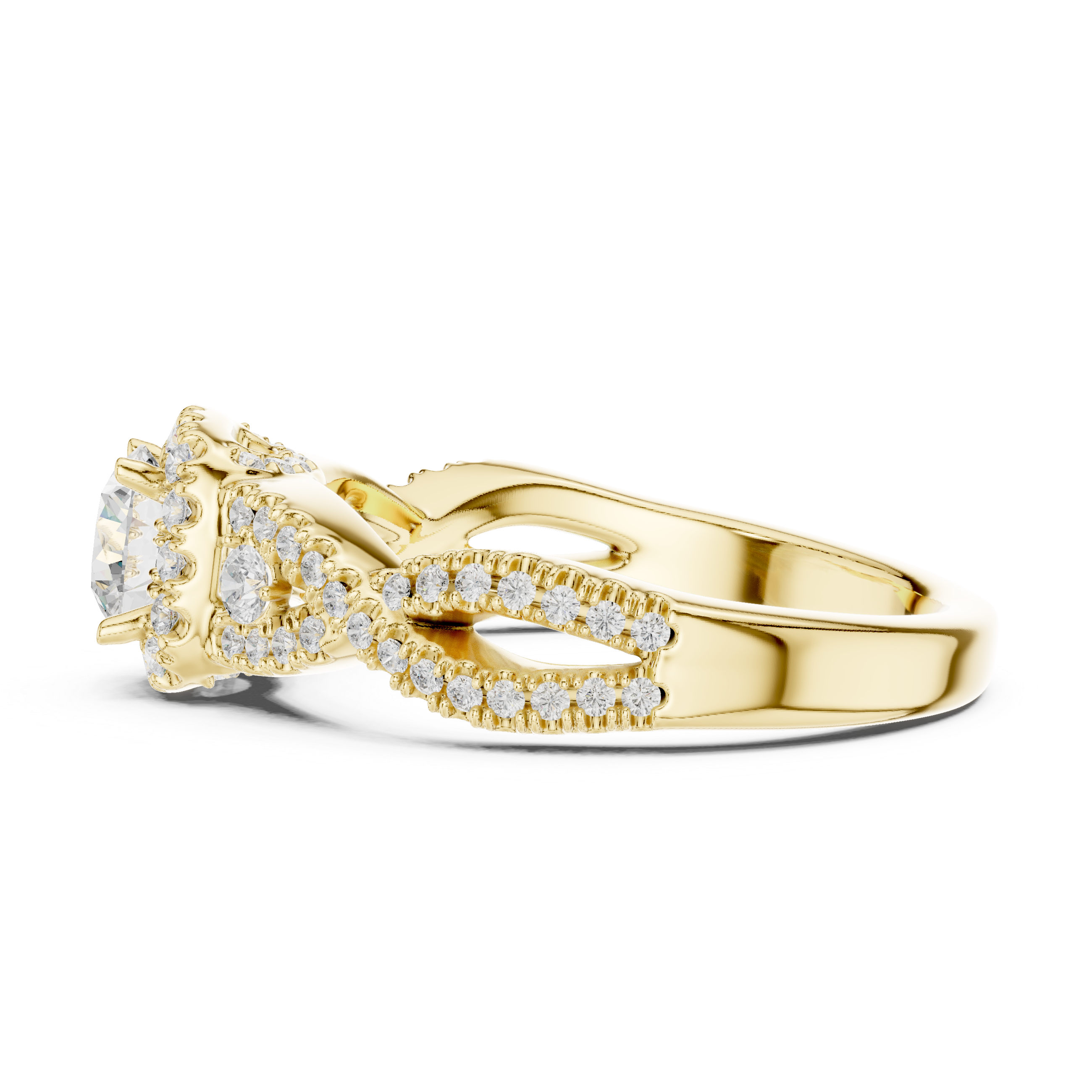 The Possenhofen Ring - Infinity Twisted Halo Engagement Ring