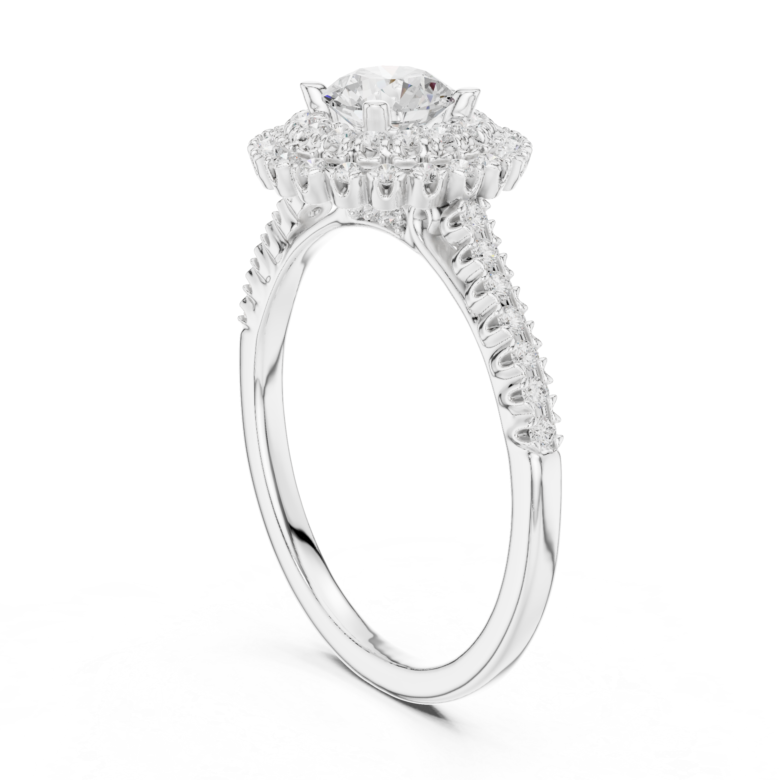 The Feldafing Ring - Double-Layer Halo Cathedral Engagement Ring