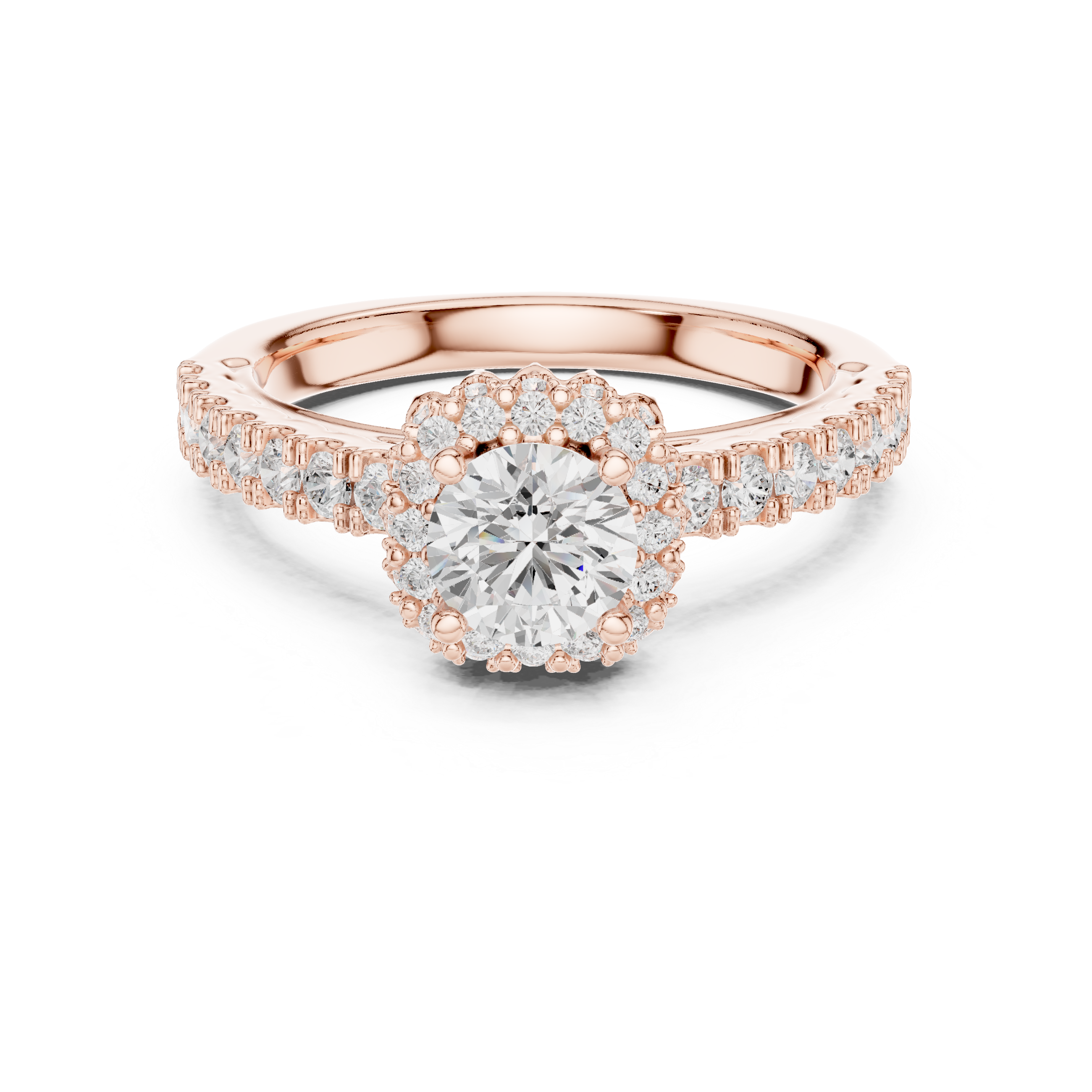 The Planegg Ring - Scalloped Halo Cathedral Engagement Ring
