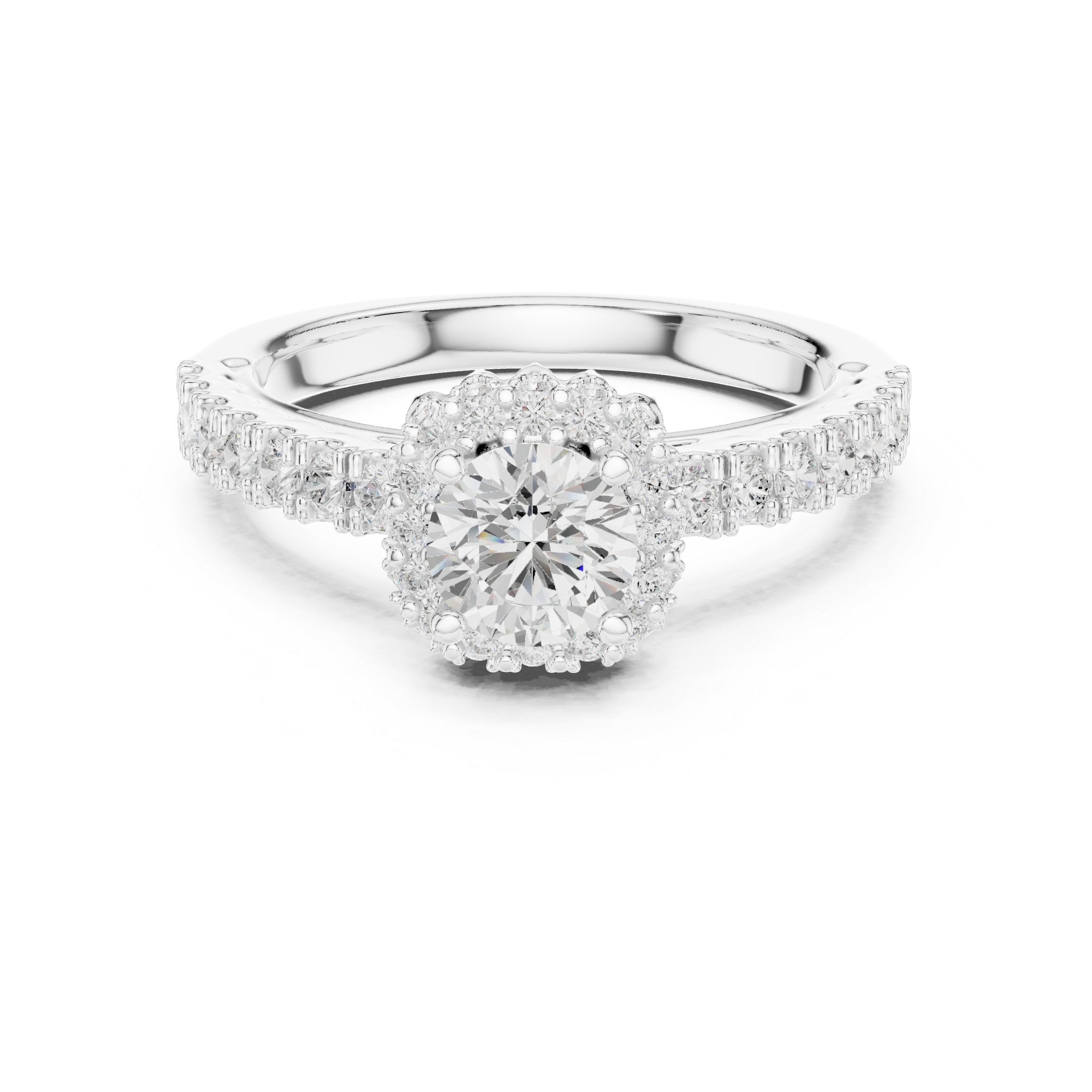The Planegg Ring - Scalloped Halo Cathedral Engagement Ring