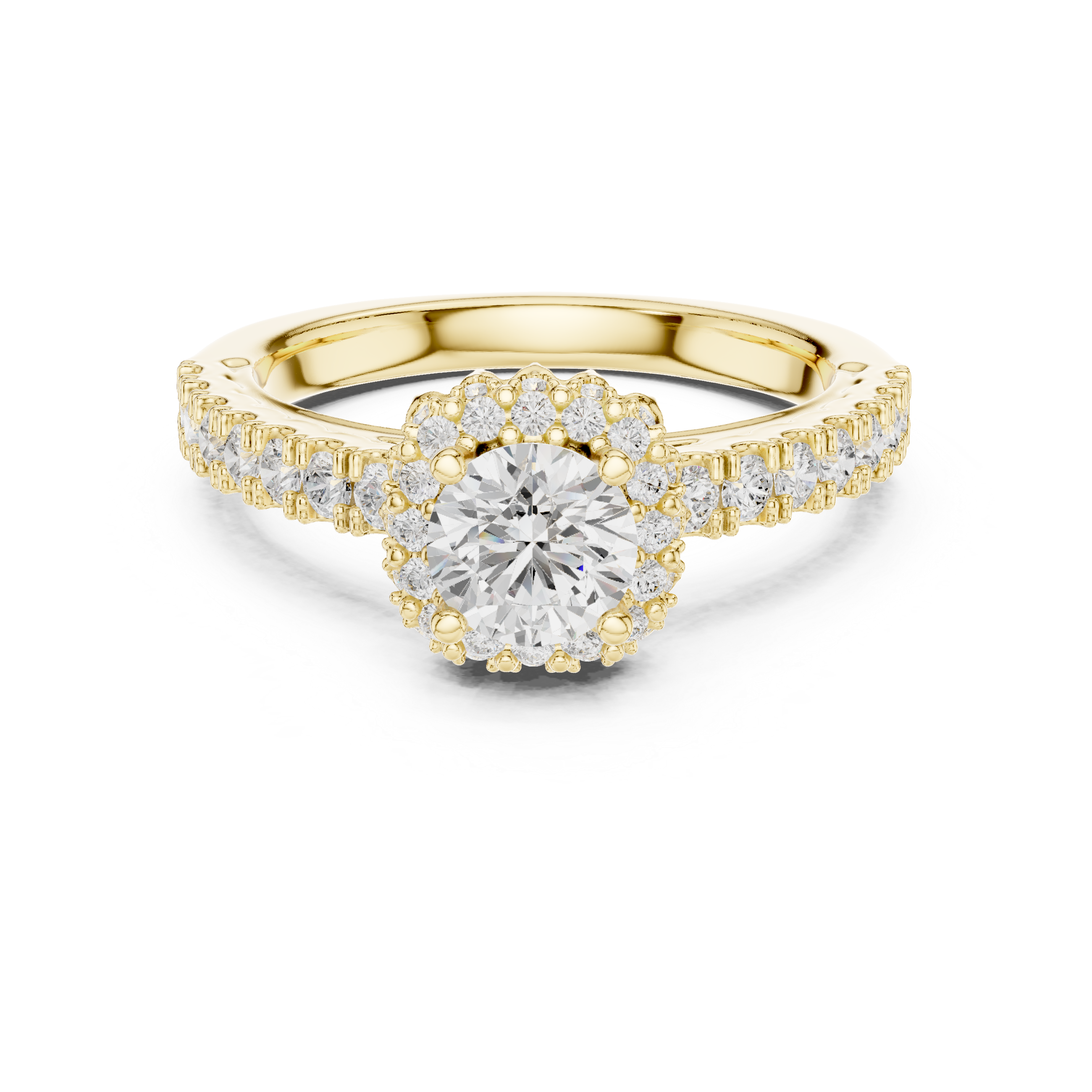 The Planegg Ring - Scalloped Halo Cathedral Engagement Ring