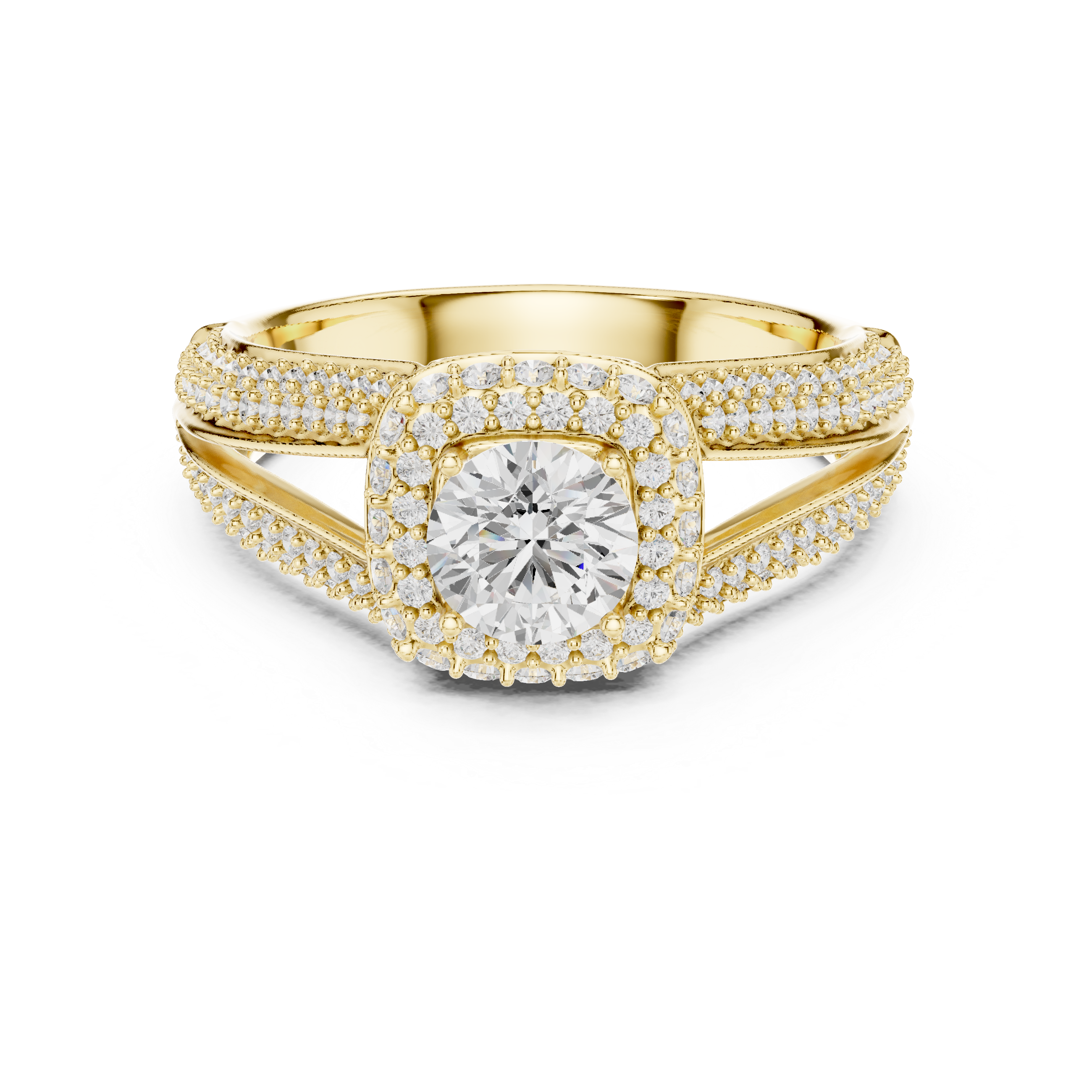 The Bad Wiessee Ring - Triple Band Pavé Halo Engagement Ring