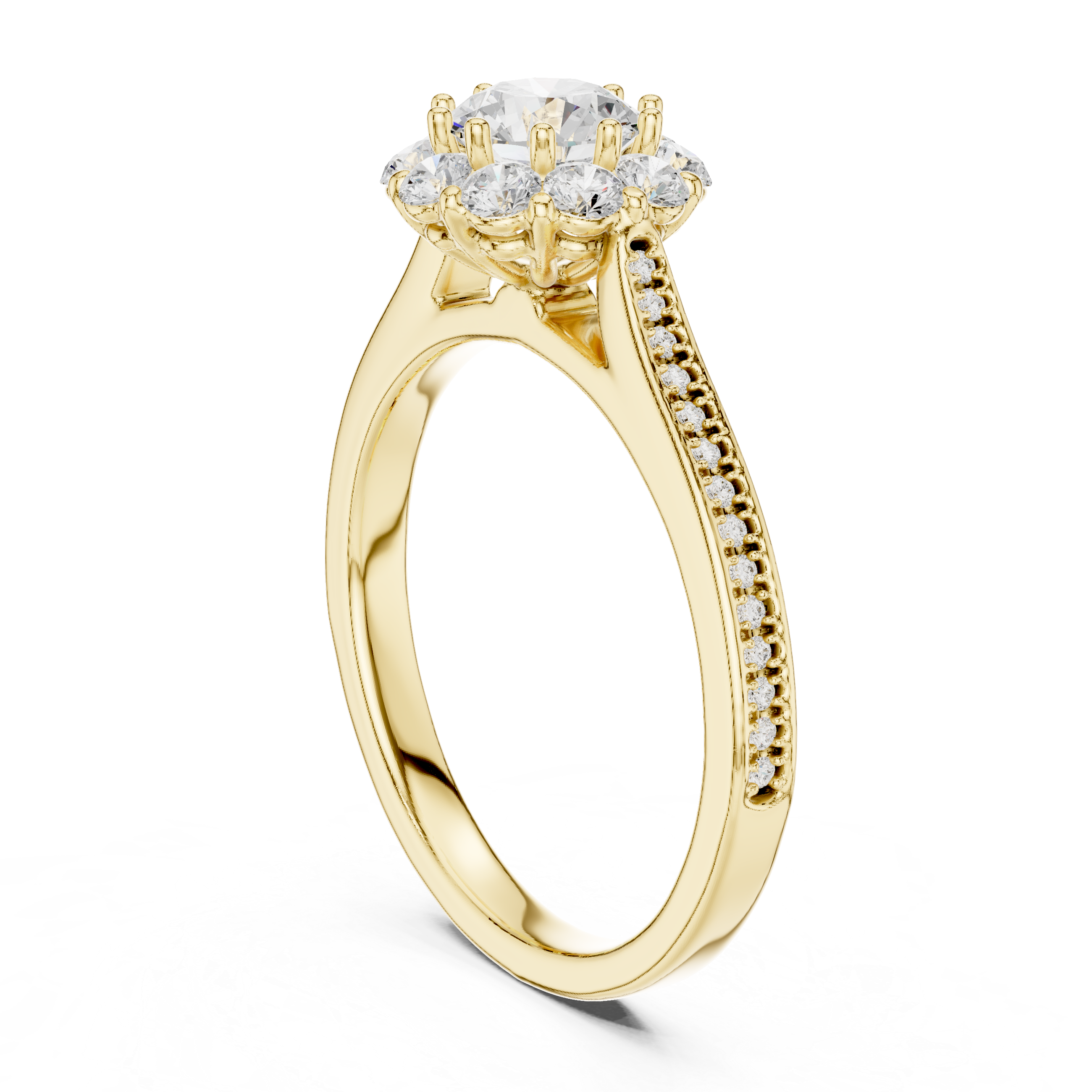 The Kreuth Ring - Elevated Floral Pavé Engagement Ring