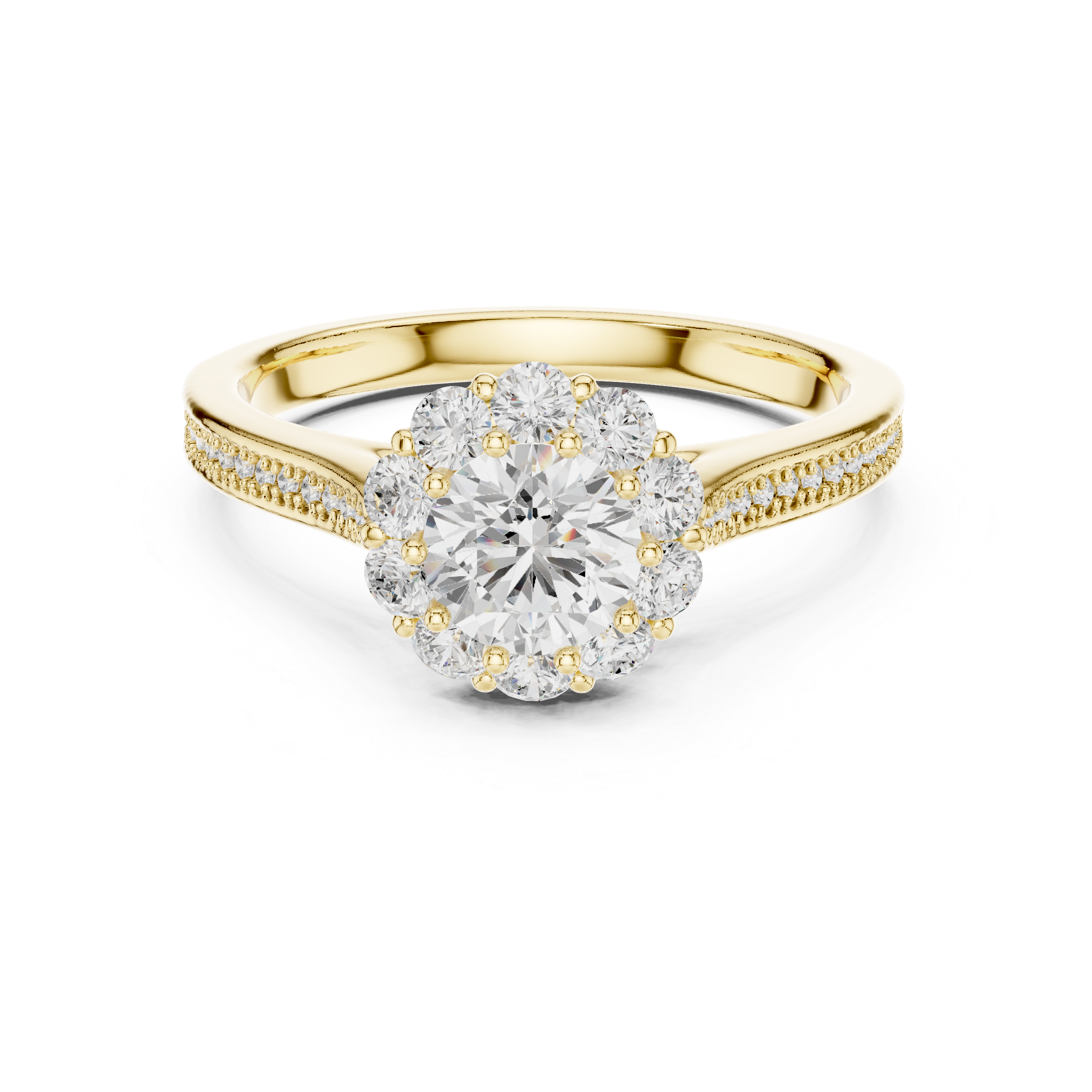 The Kreuth Ring - Elevated Floral Pavé Engagement Ring