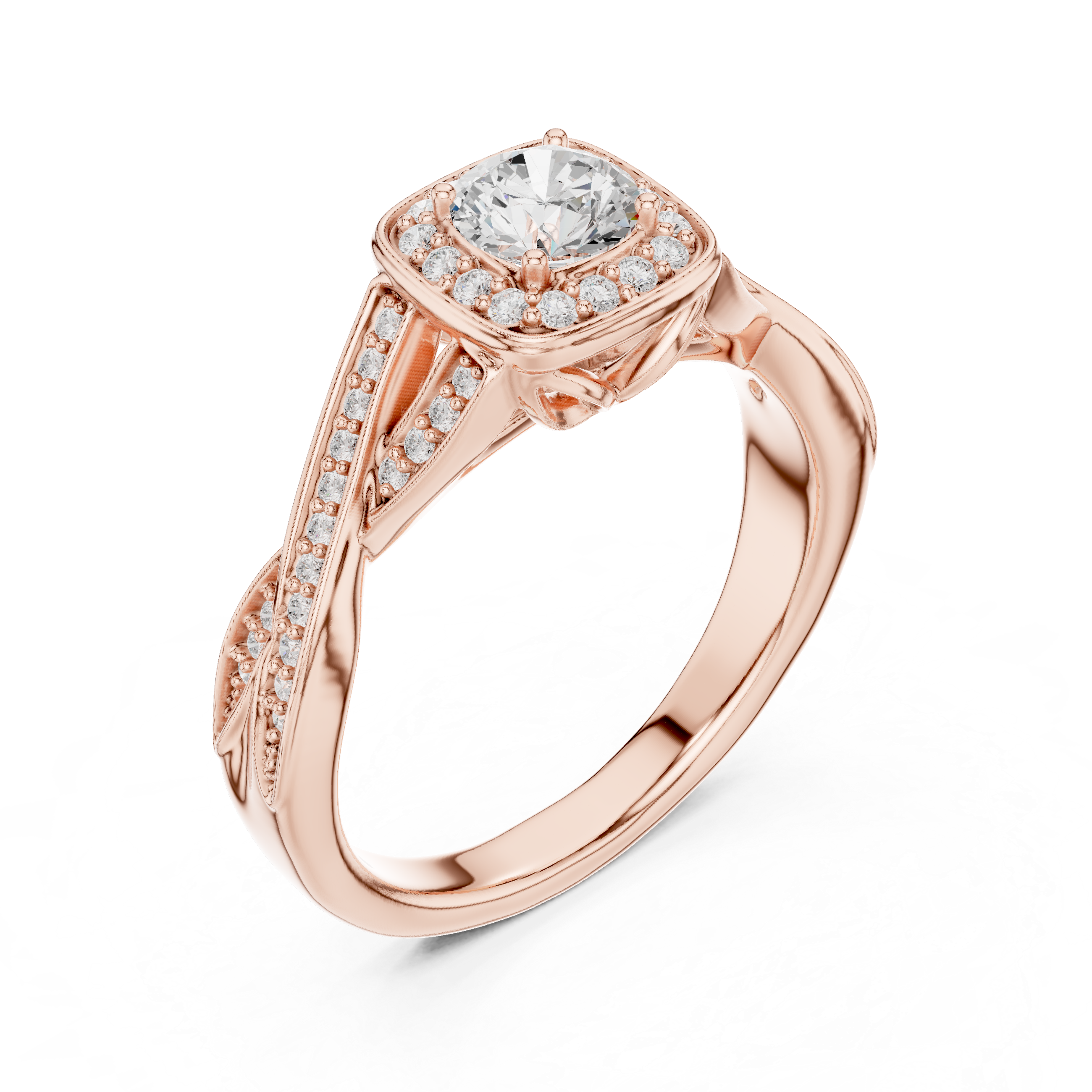 The Aerdenhout Ring - Twisted Cushion Halo Engagement Ring