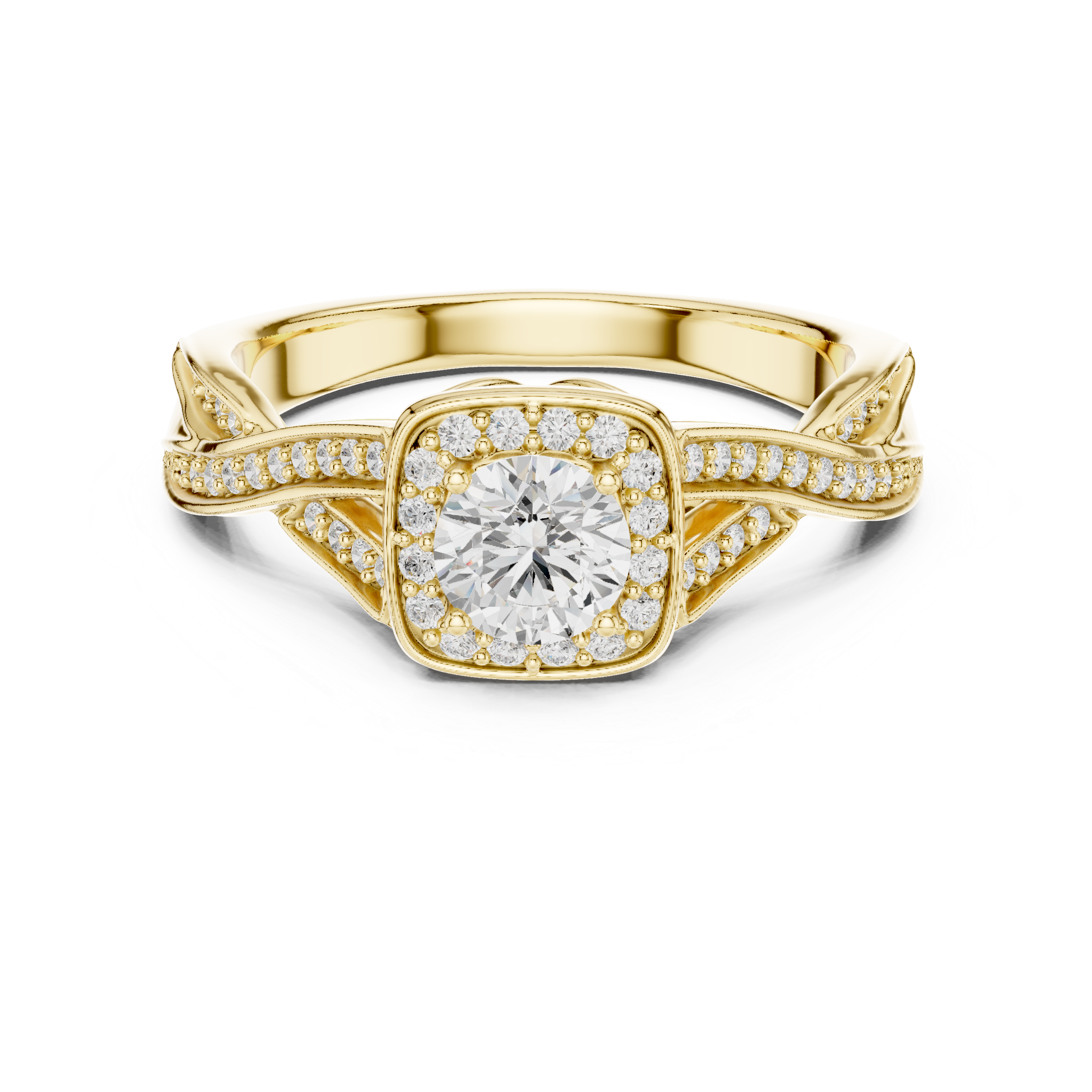 The Aerdenhout Ring - Twisted Cushion Halo Engagement Ring