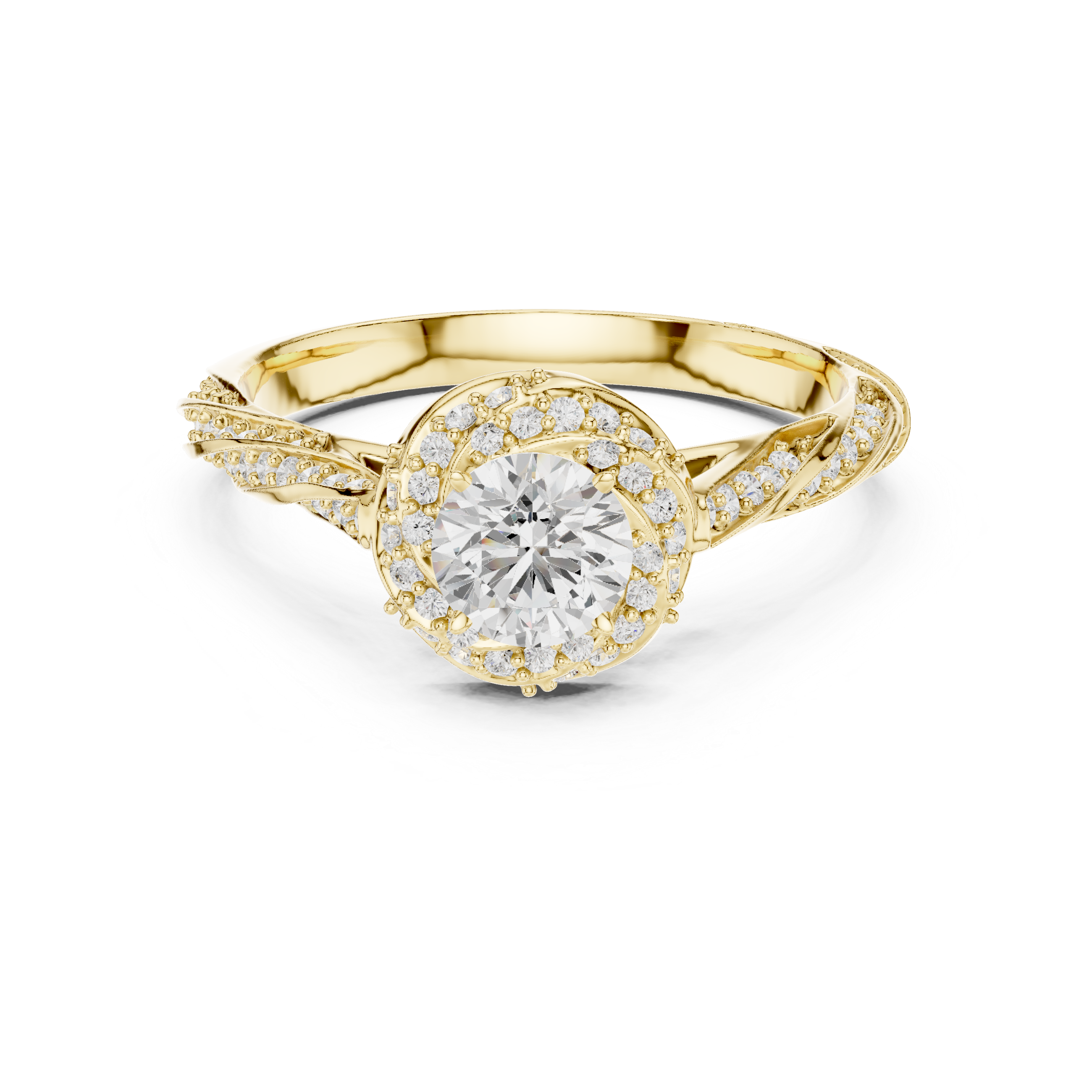 The Amstelveen Ring - Intricate Twisted Halo Engagement Ring