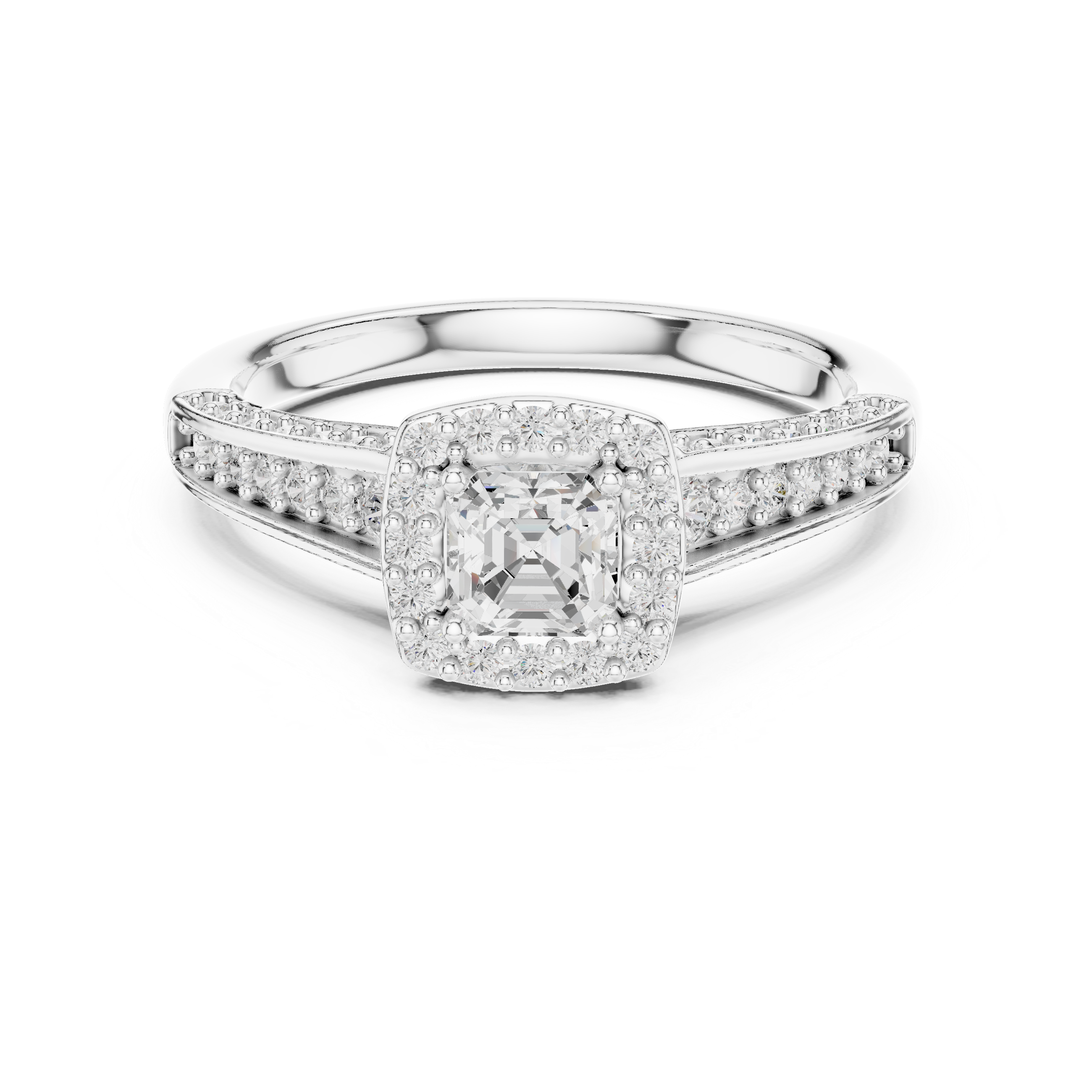 The Alsemberg Ring - Square Emerald Halo Engagement Ring