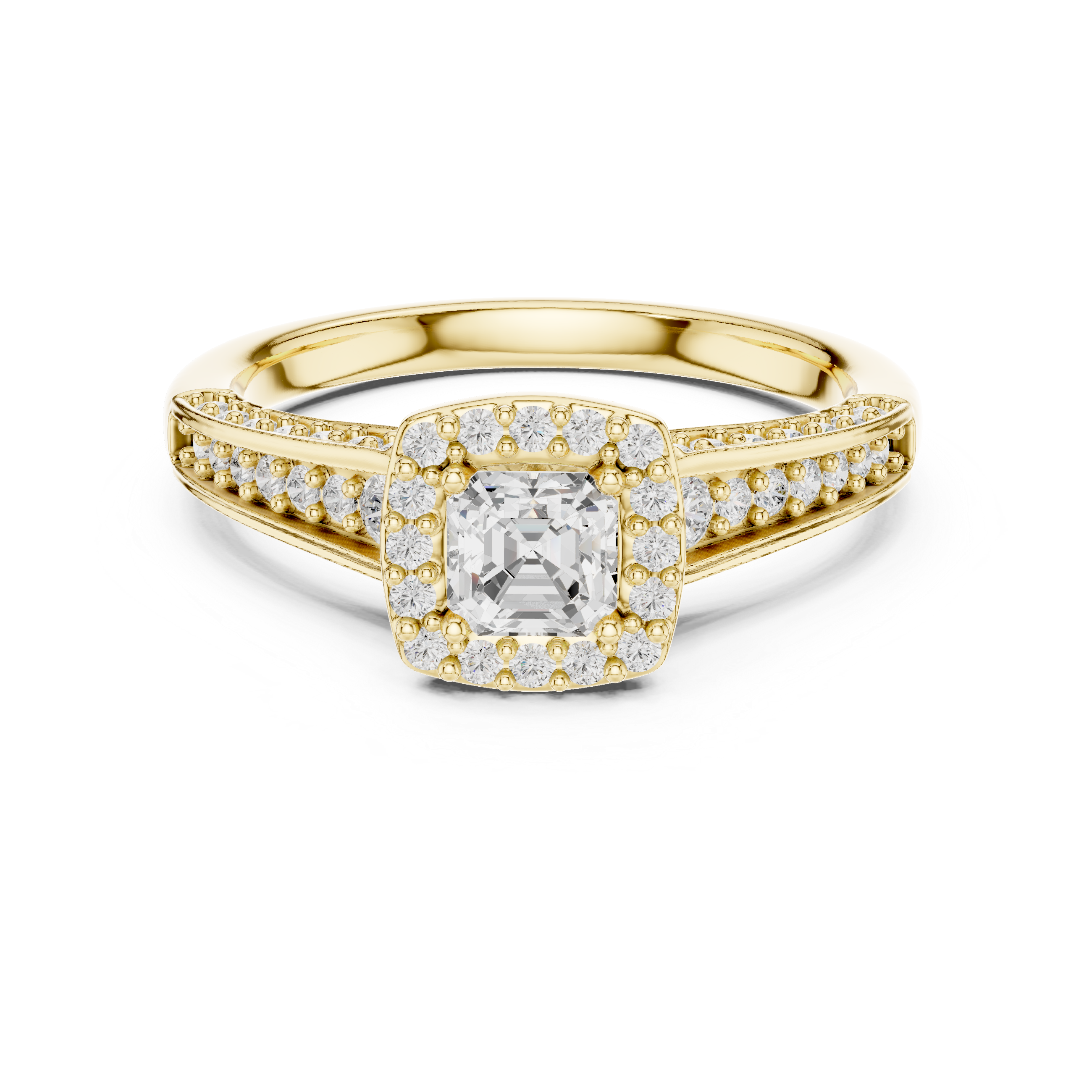 The Alsemberg Ring - Square Emerald Halo Engagement Ring