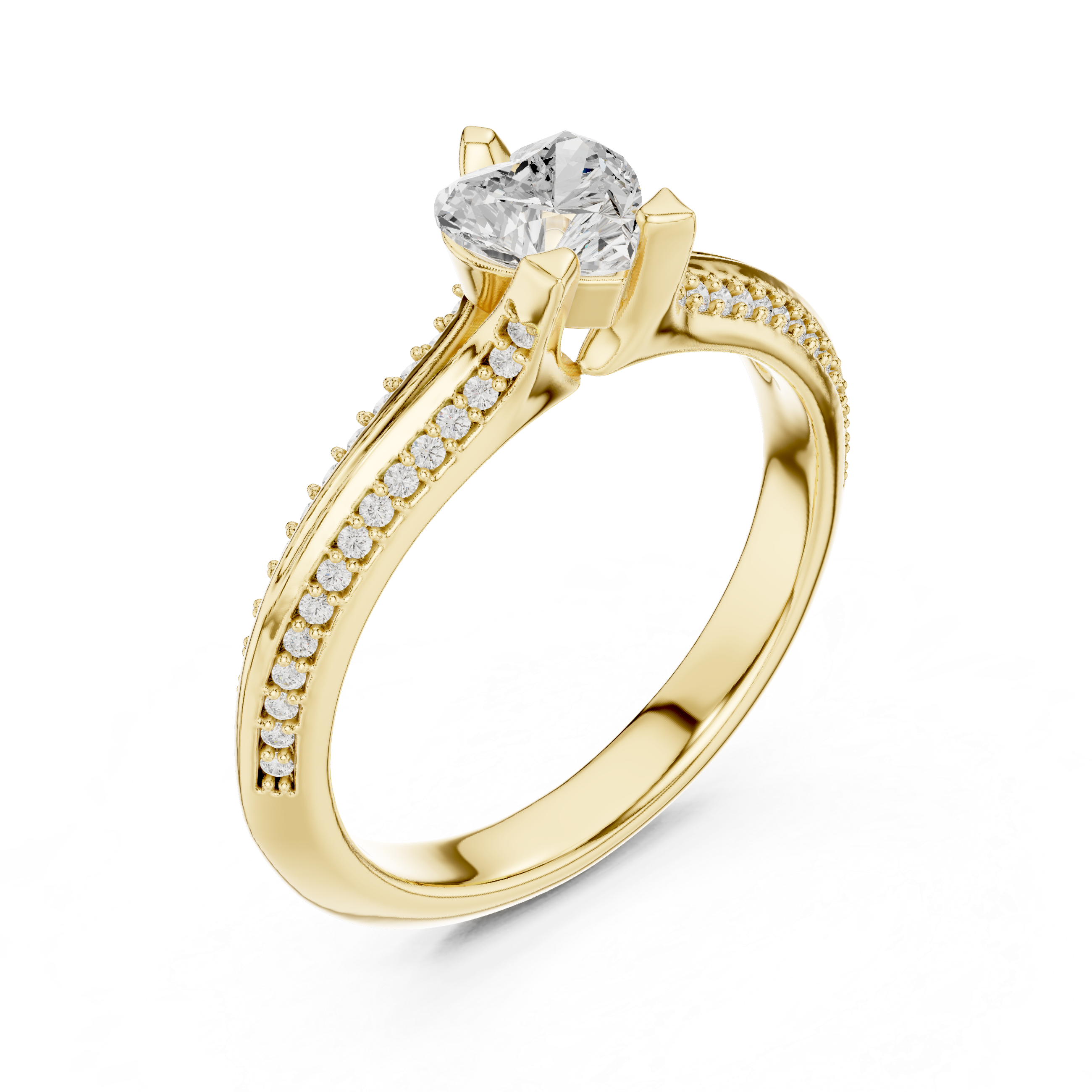 The Las Rozas Ring - Heart Shaped Pavé Engagement Ring