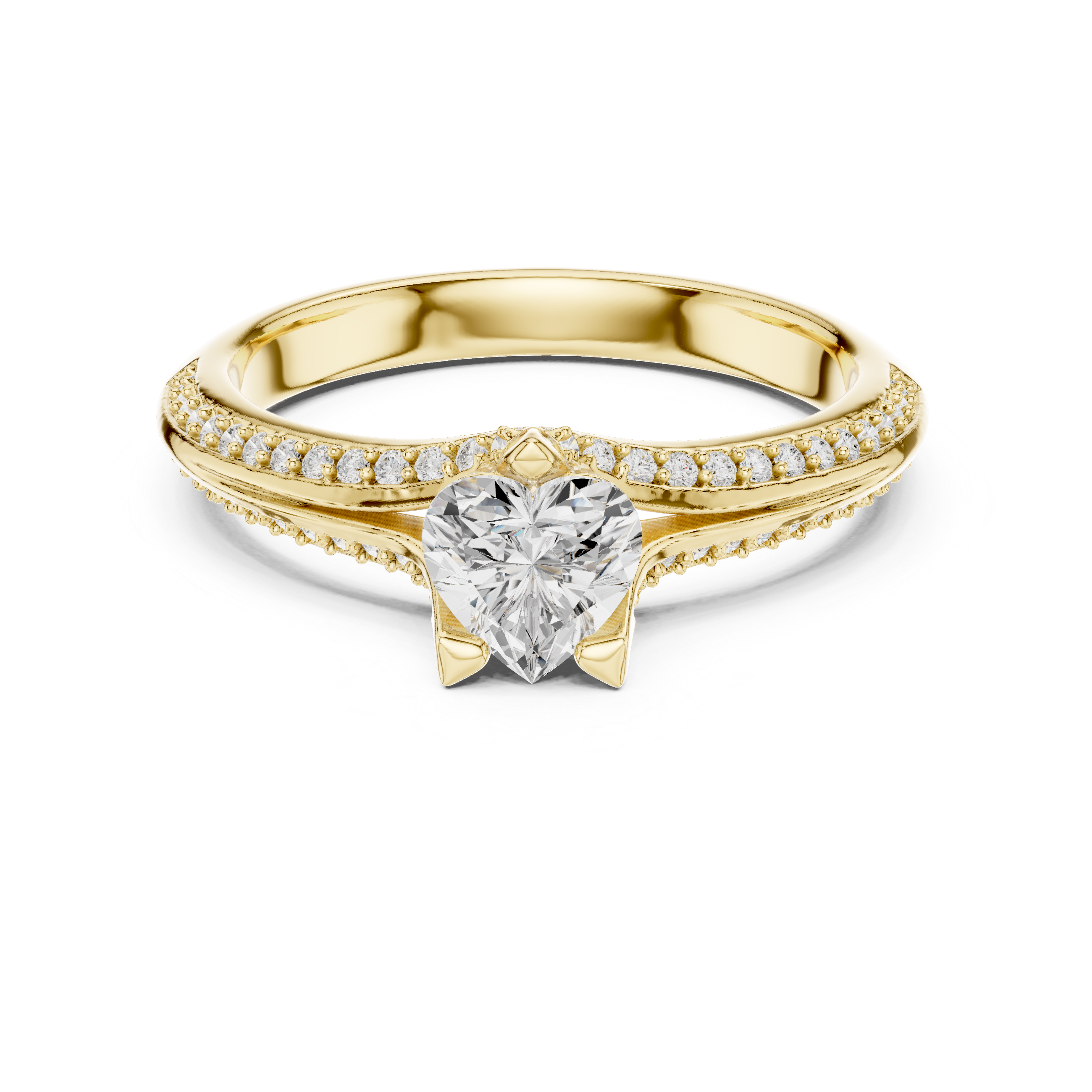 The Las Rozas Ring - Heart Shaped Pavé Engagement Ring
