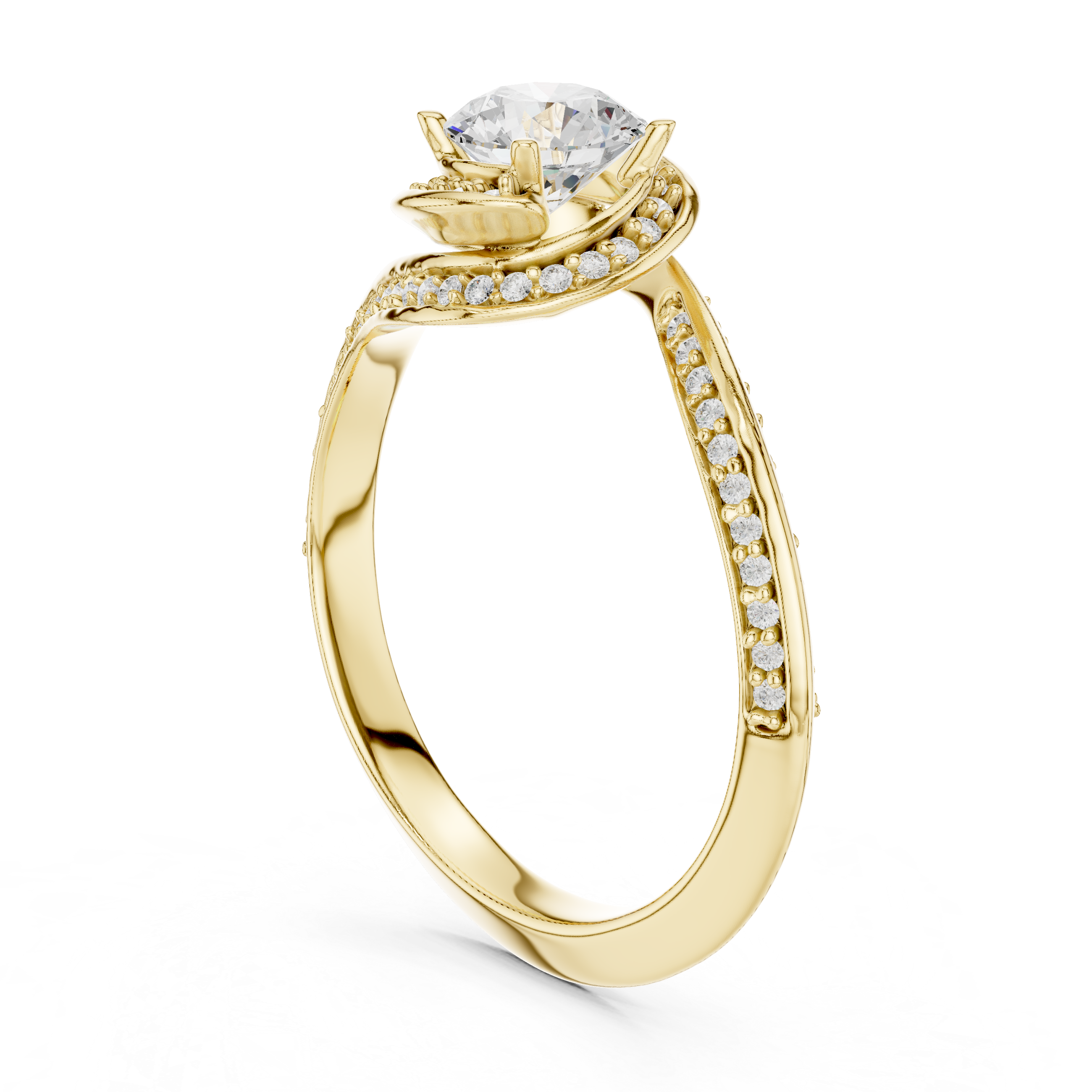 The Torrelodones Ring - Asymmetrical Bypass Pavé Engagement Ring