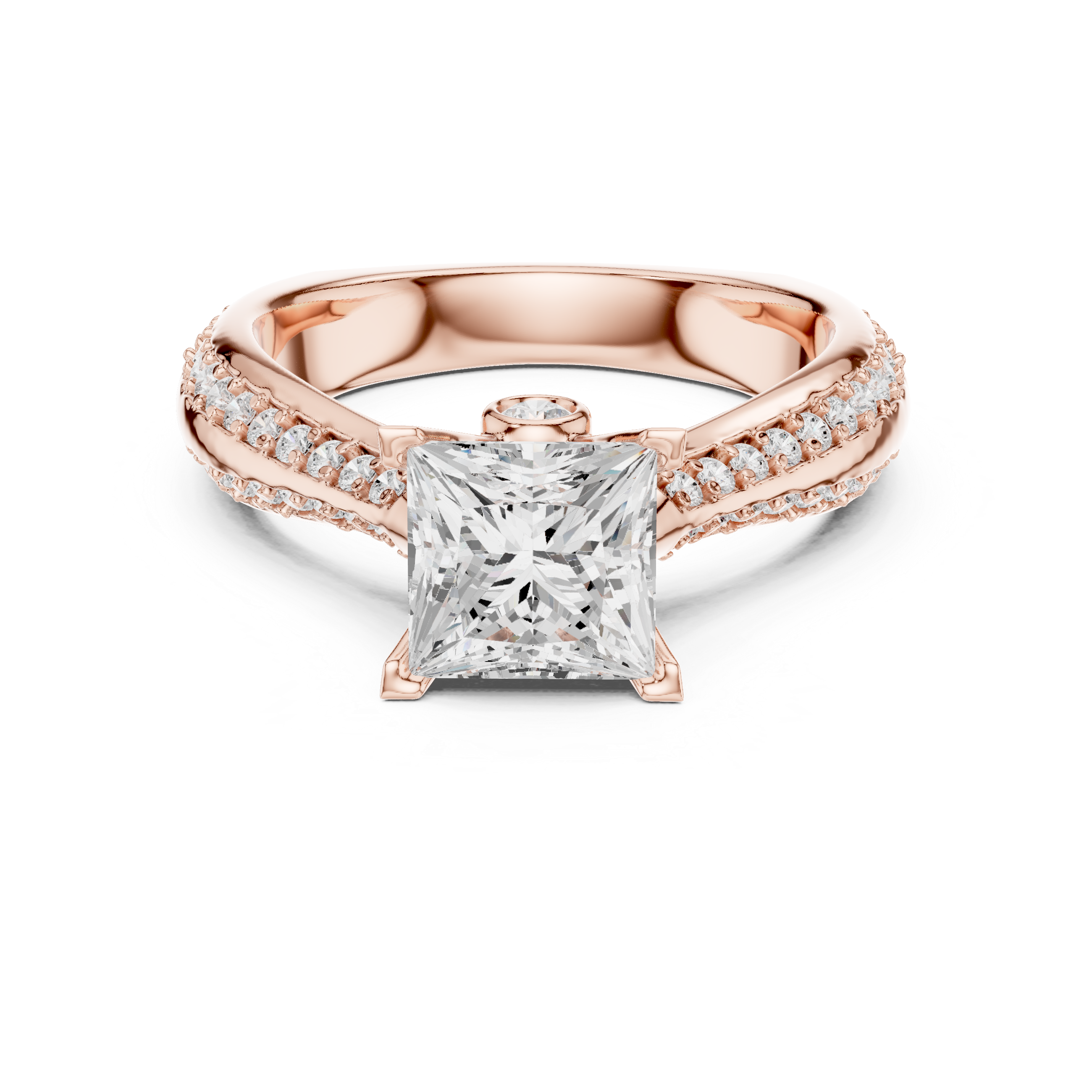 The Avenue Montaigne Ring - Princess Cut Bezel-Set Pavé Engagement Ring
