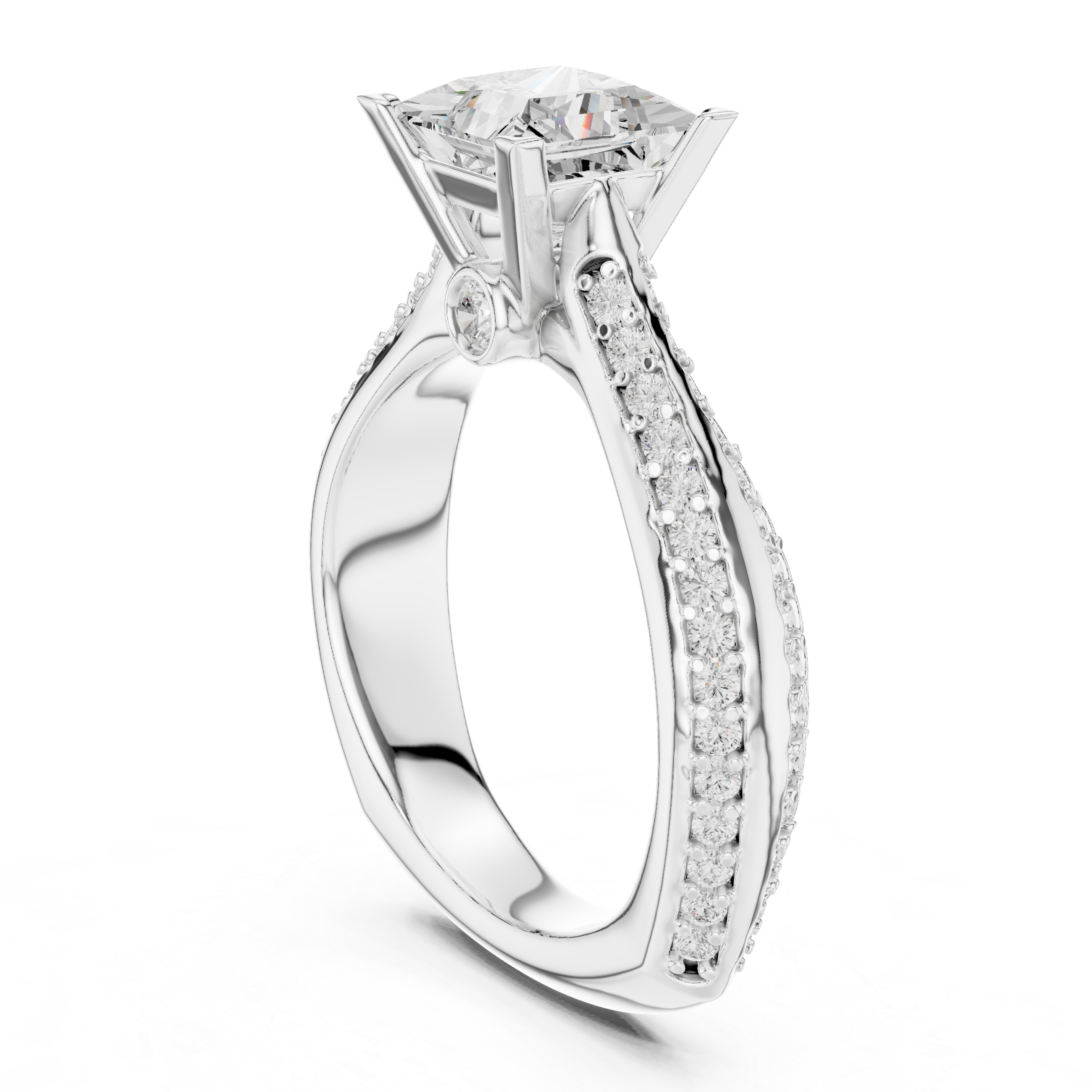 The Avenue Montaigne Ring - Princess Cut Bezel-Set Pavé Engagement Ring