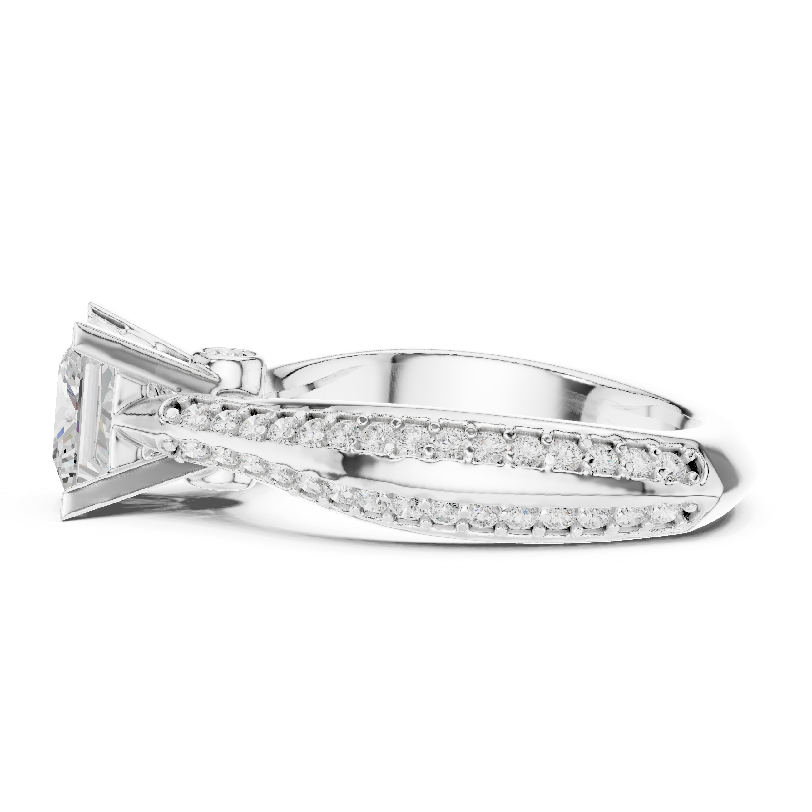 The Avenue Montaigne Ring - Princess Cut Bezel-Set Pavé Engagement Ring