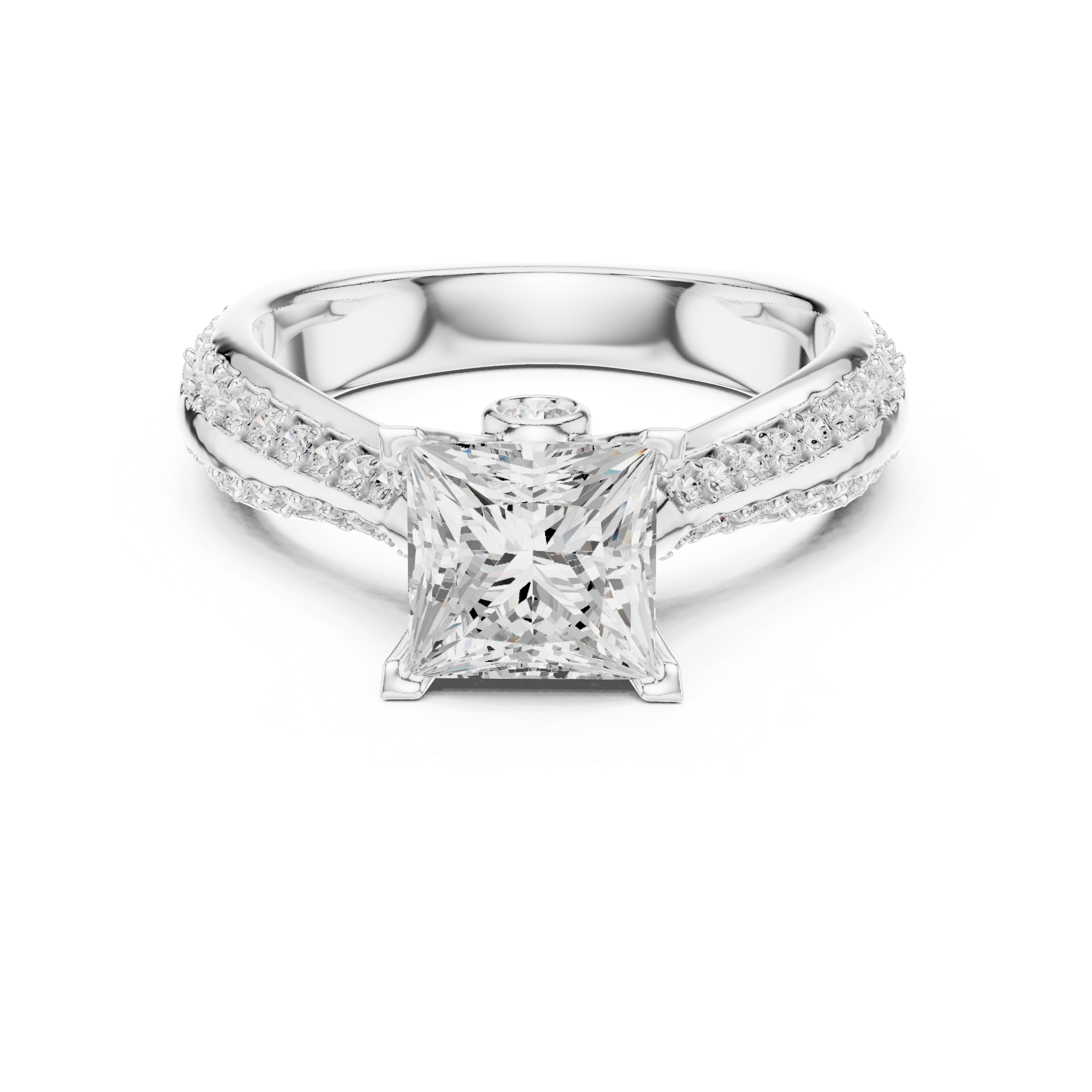 The Avenue Montaigne Ring - Princess Cut Bezel-Set Pavé Engagement Ring