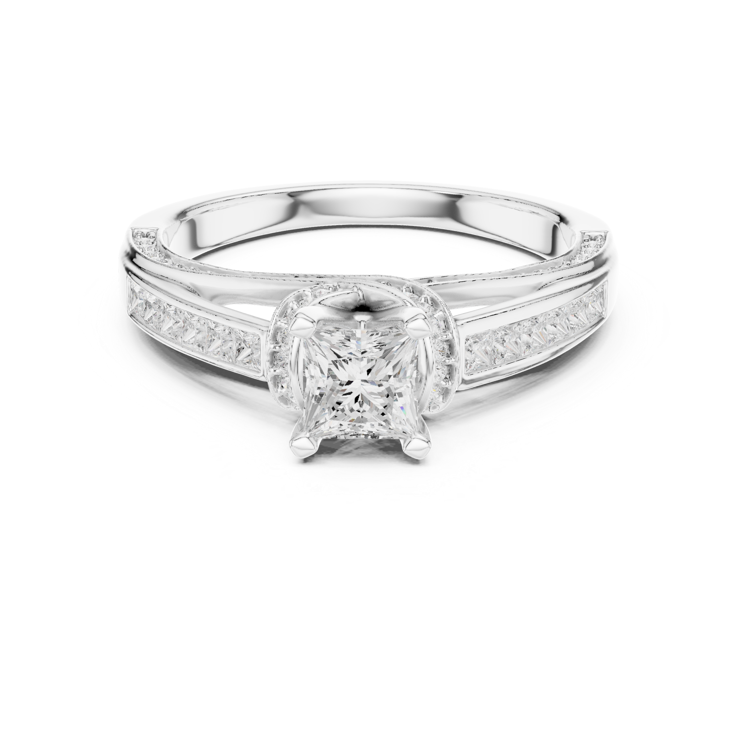 The Bellaterra Ring - Princess Cut Bypass Channel-Set Engagement Ring