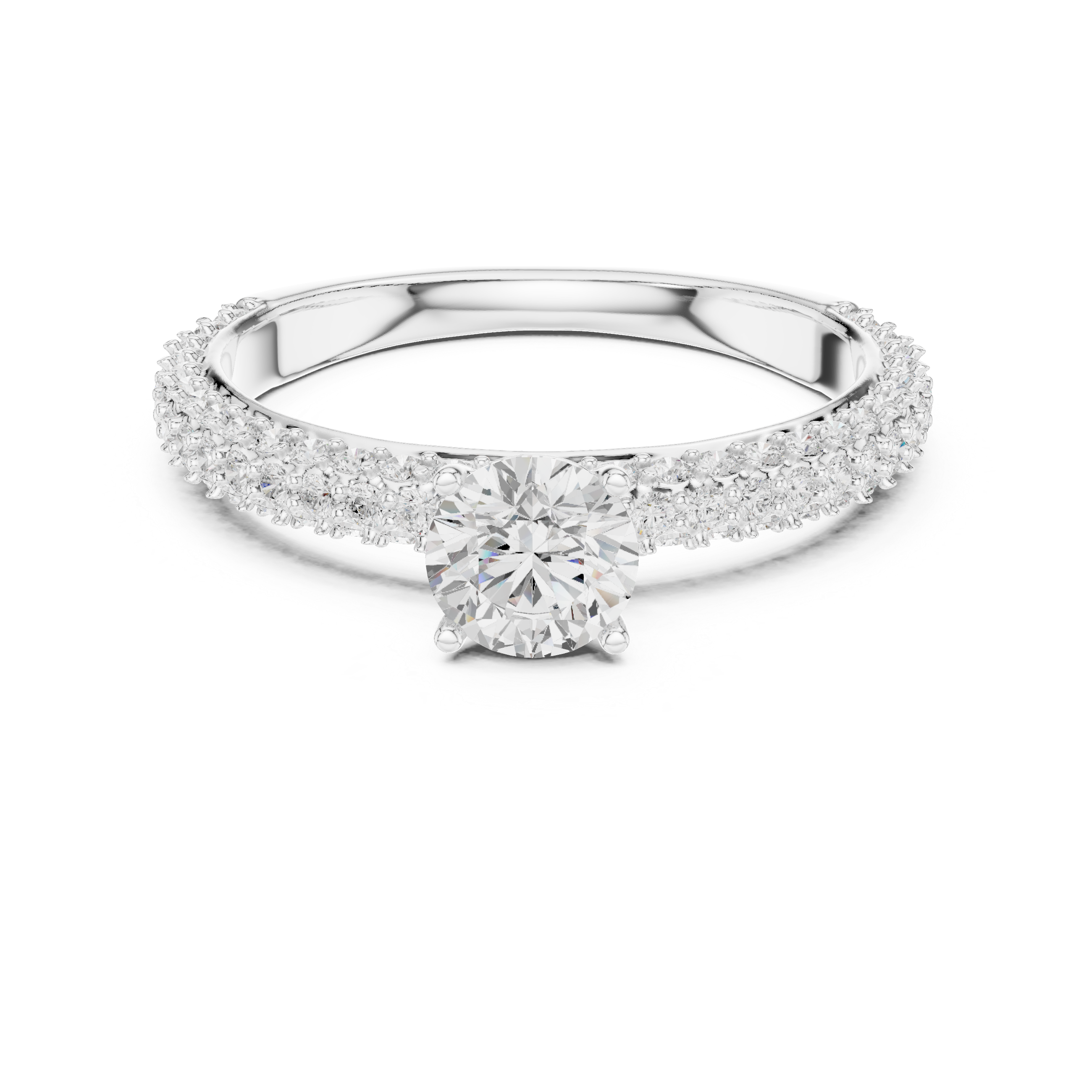 The Llobregat Ring - Radiant Cut Pavé Solitaire Engagement Ring