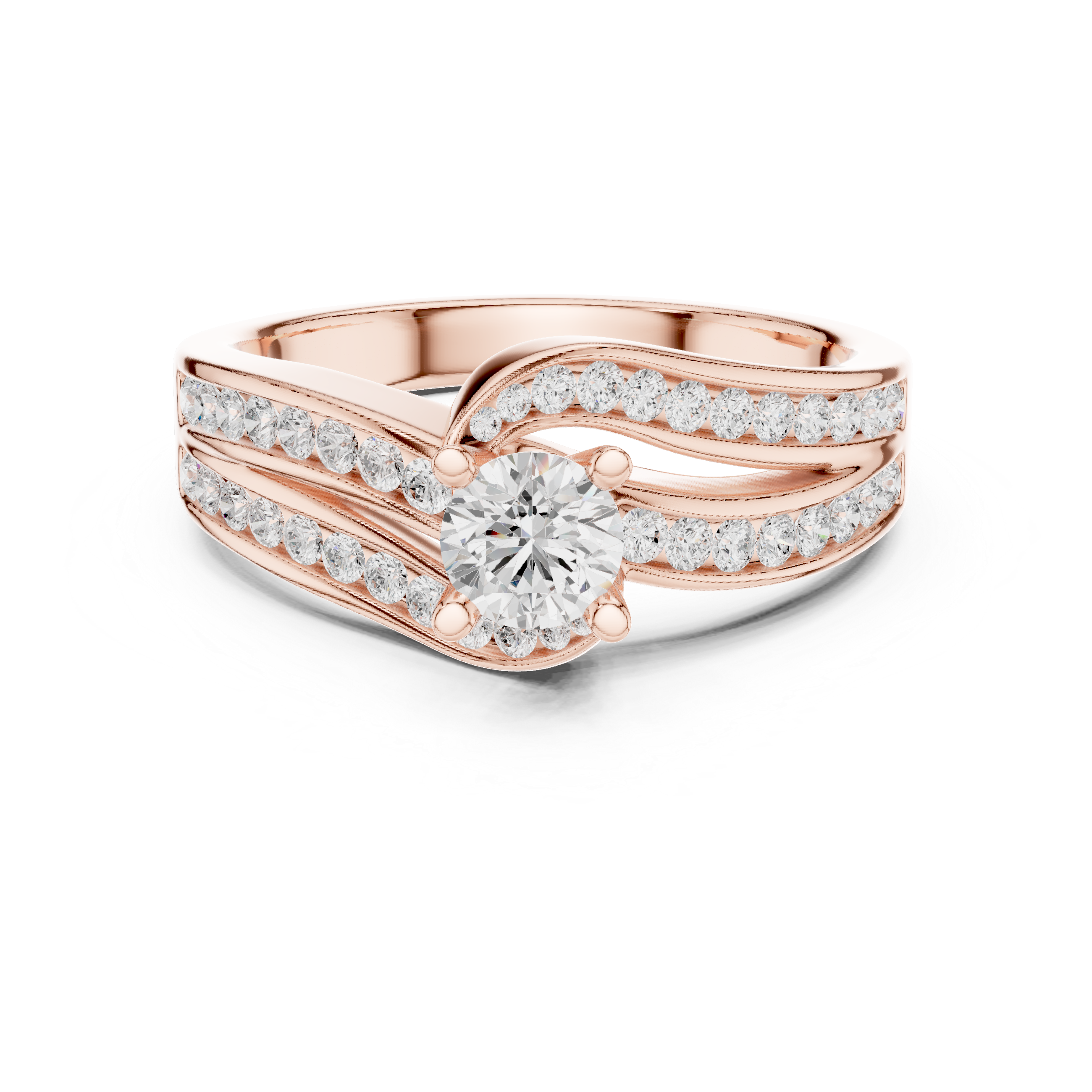 The Cabrera de Mar Ring - Sculptural Bypass Channel-Set Engagement Ring