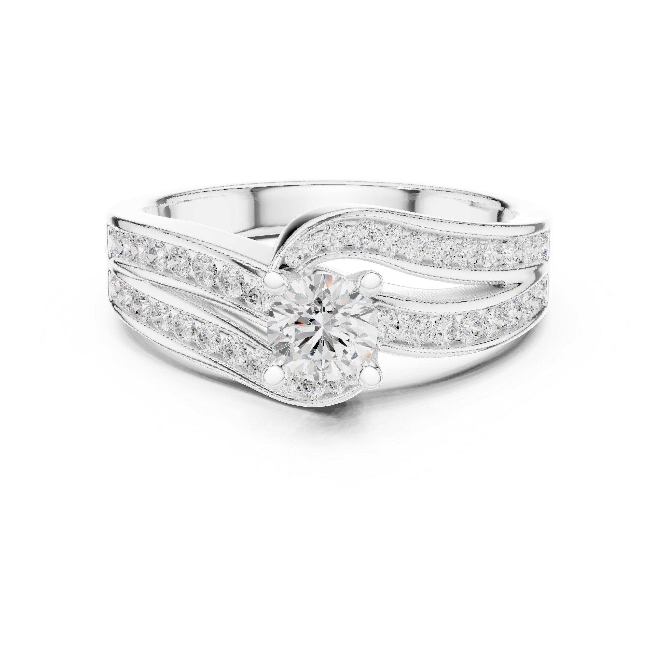 The Cabrera de Mar Ring - Sculptural Bypass Channel-Set Engagement Ring