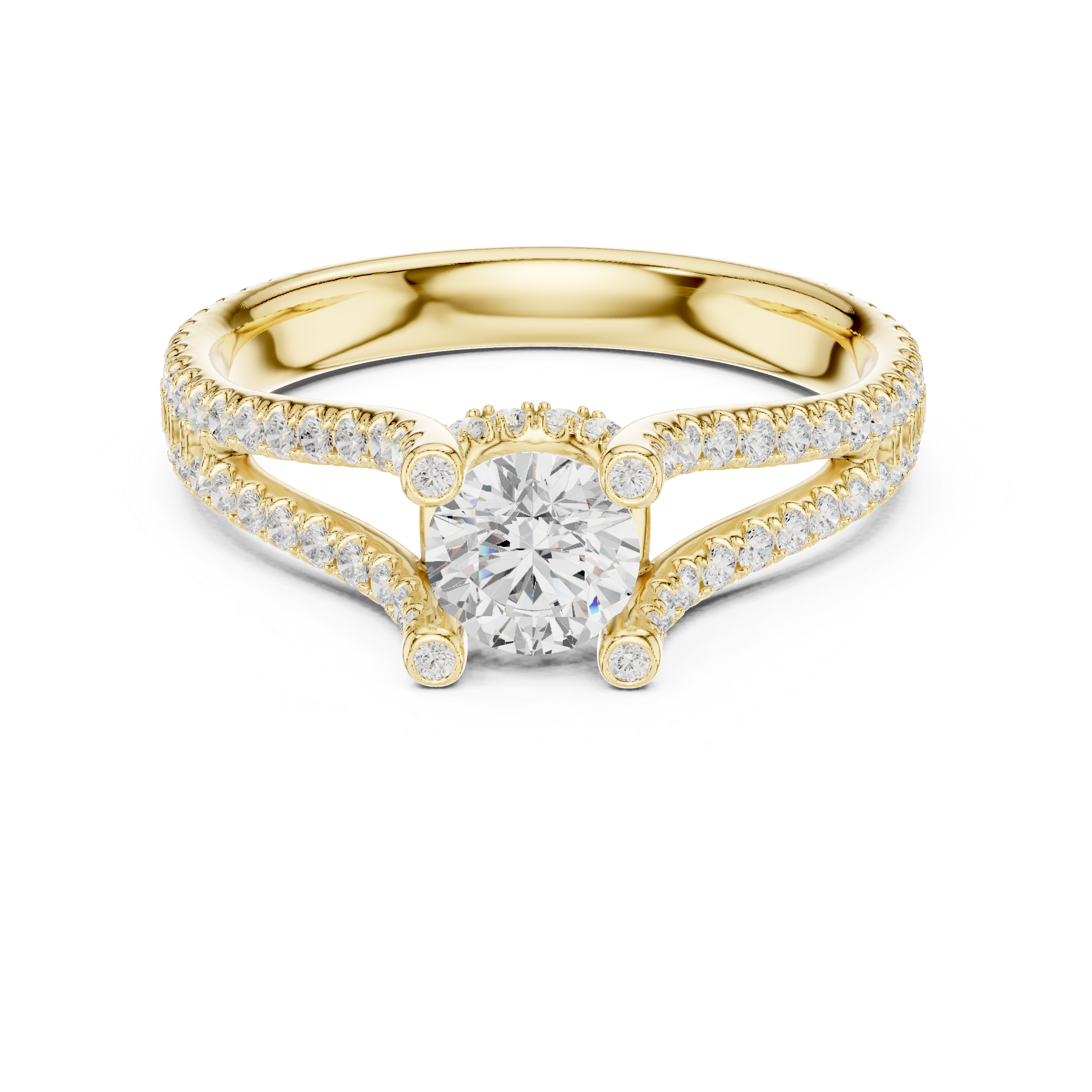 The Premià de Dalt Ring - Split Cathedral Pavé Engagement Ring