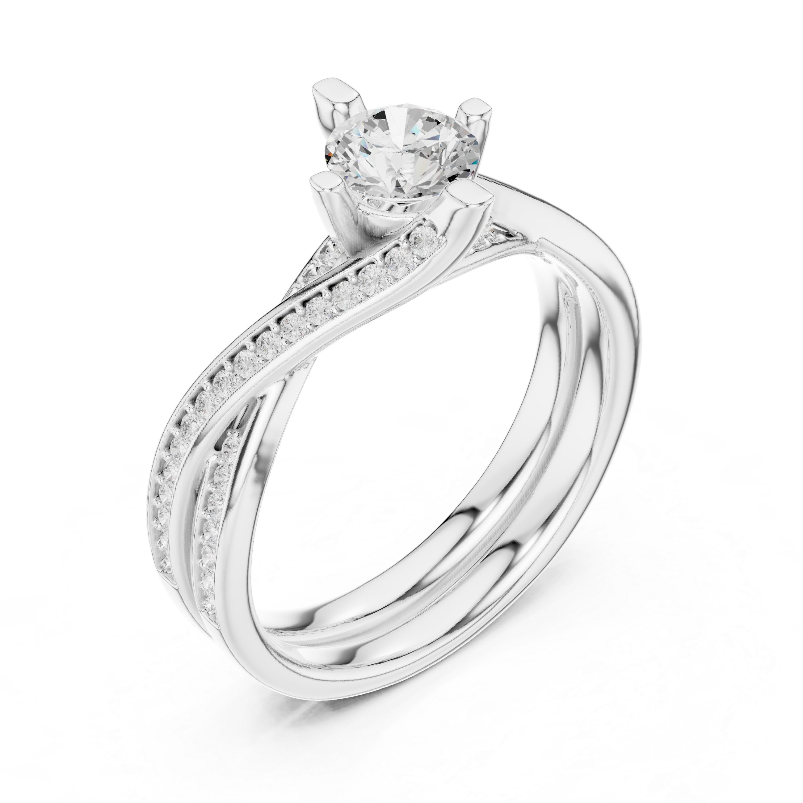 The Castelldefels Ring - Asymmetrical Infinity Pavé Engagement Ring