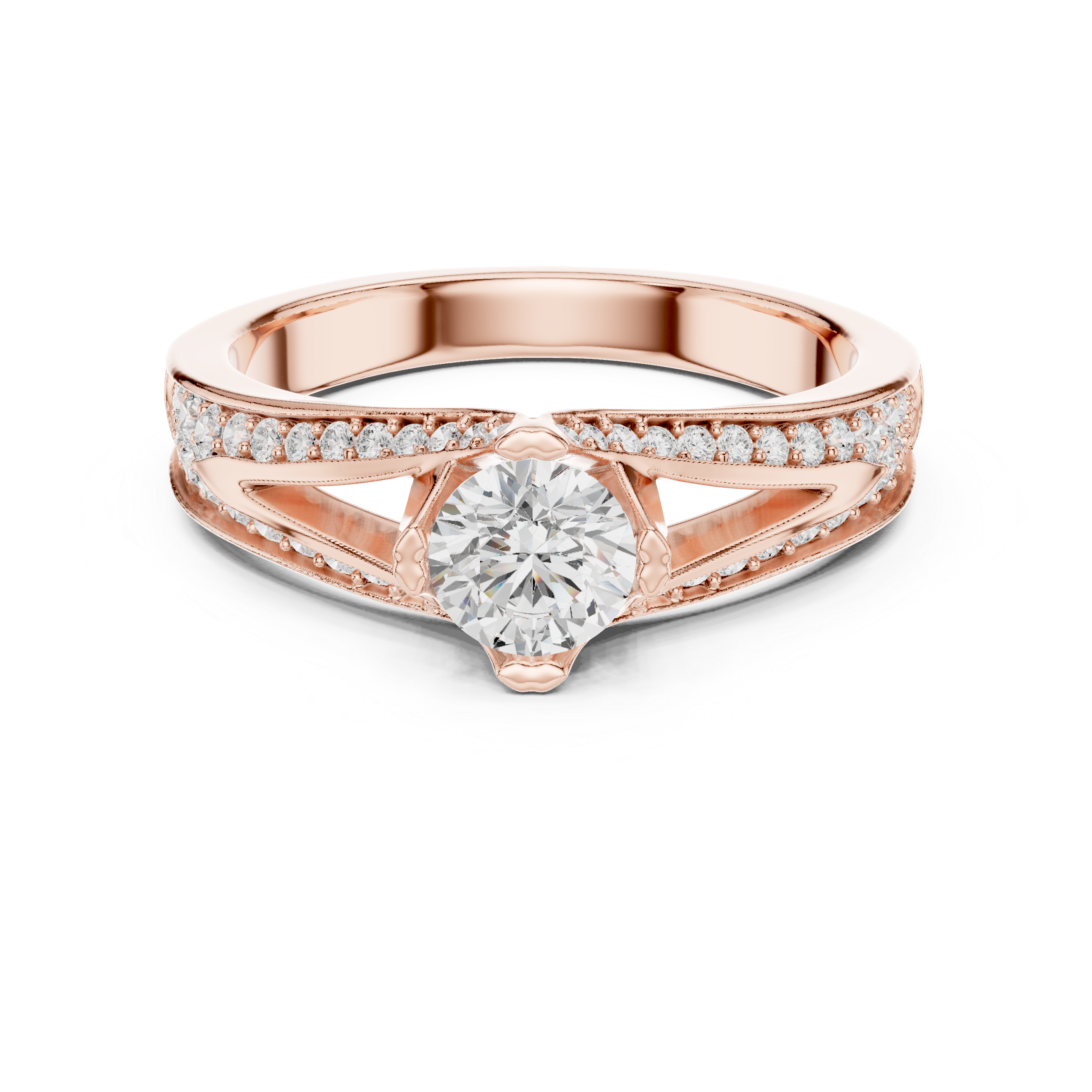 The Nacka Ring - Split-Cathedral Sunburst Engagement Ring