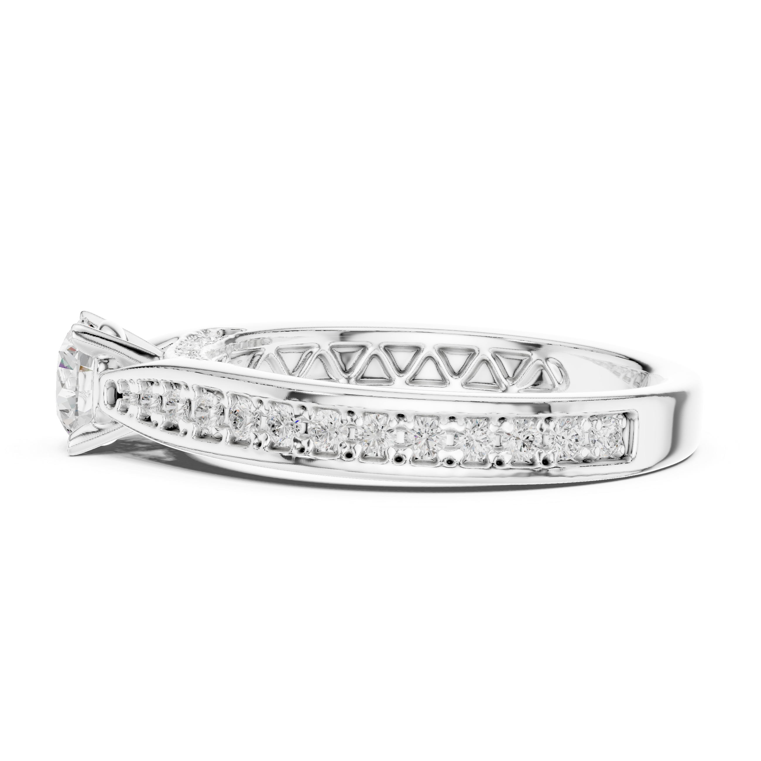 The Stocksund Ring - Elevated Pavé Solitaire Engagement Ring