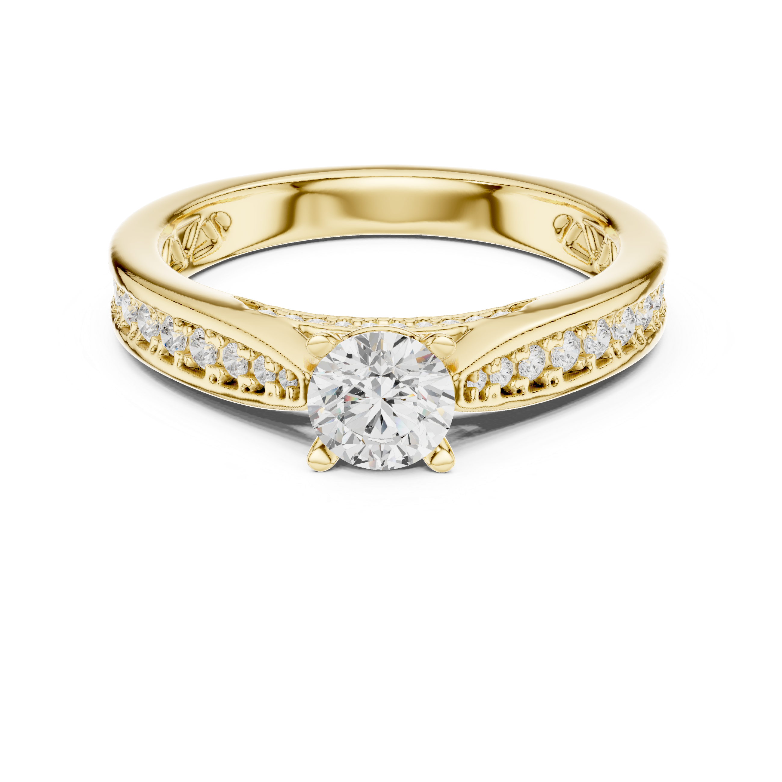 The Stocksund Ring - Elevated Pavé Solitaire Engagement Ring