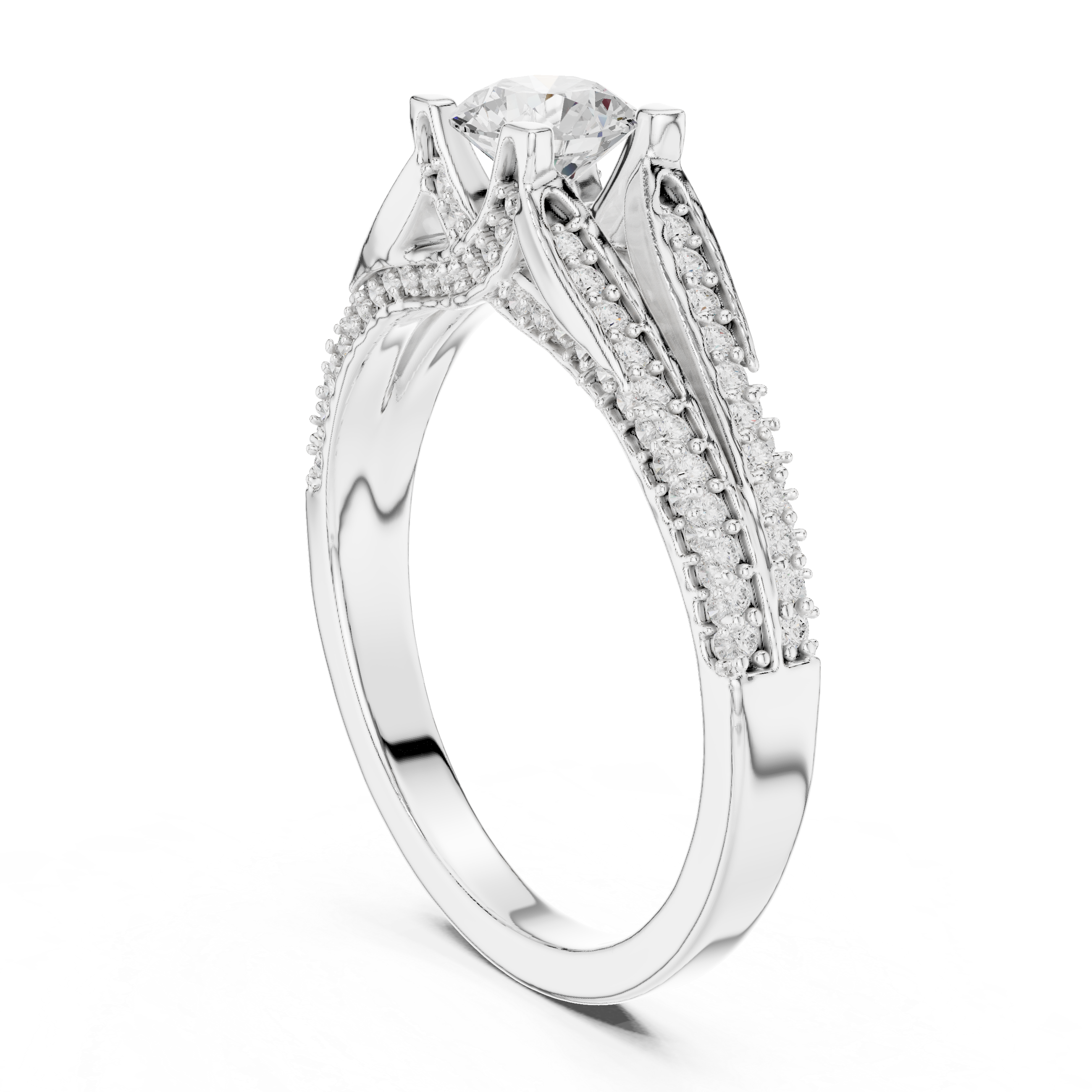 The Bromma Ring - Round Brilliant Split-Cathedral Engagement Ring