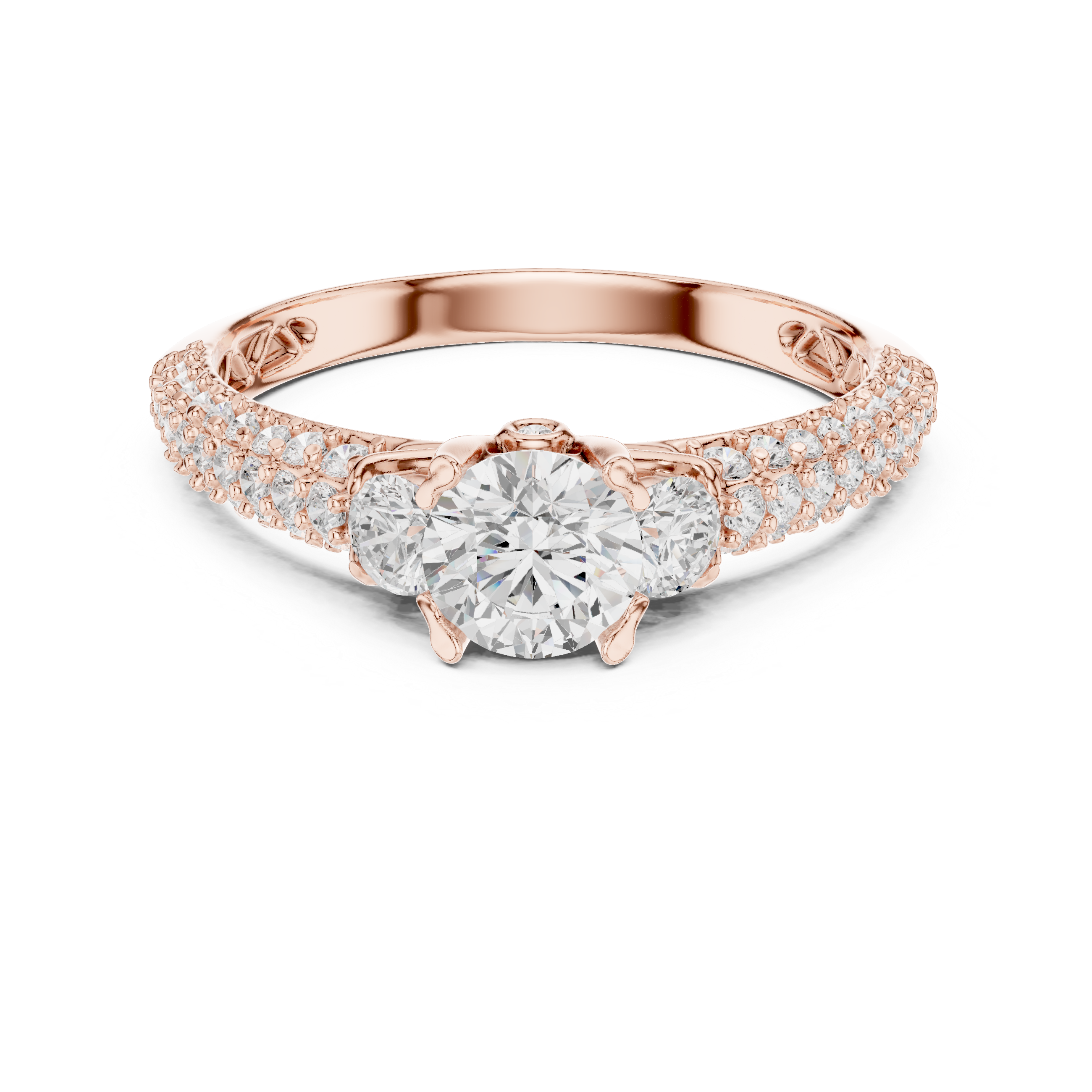 The Hellerup Ring - Round Brilliant Split-Shank Cathedral Engagement Ring
