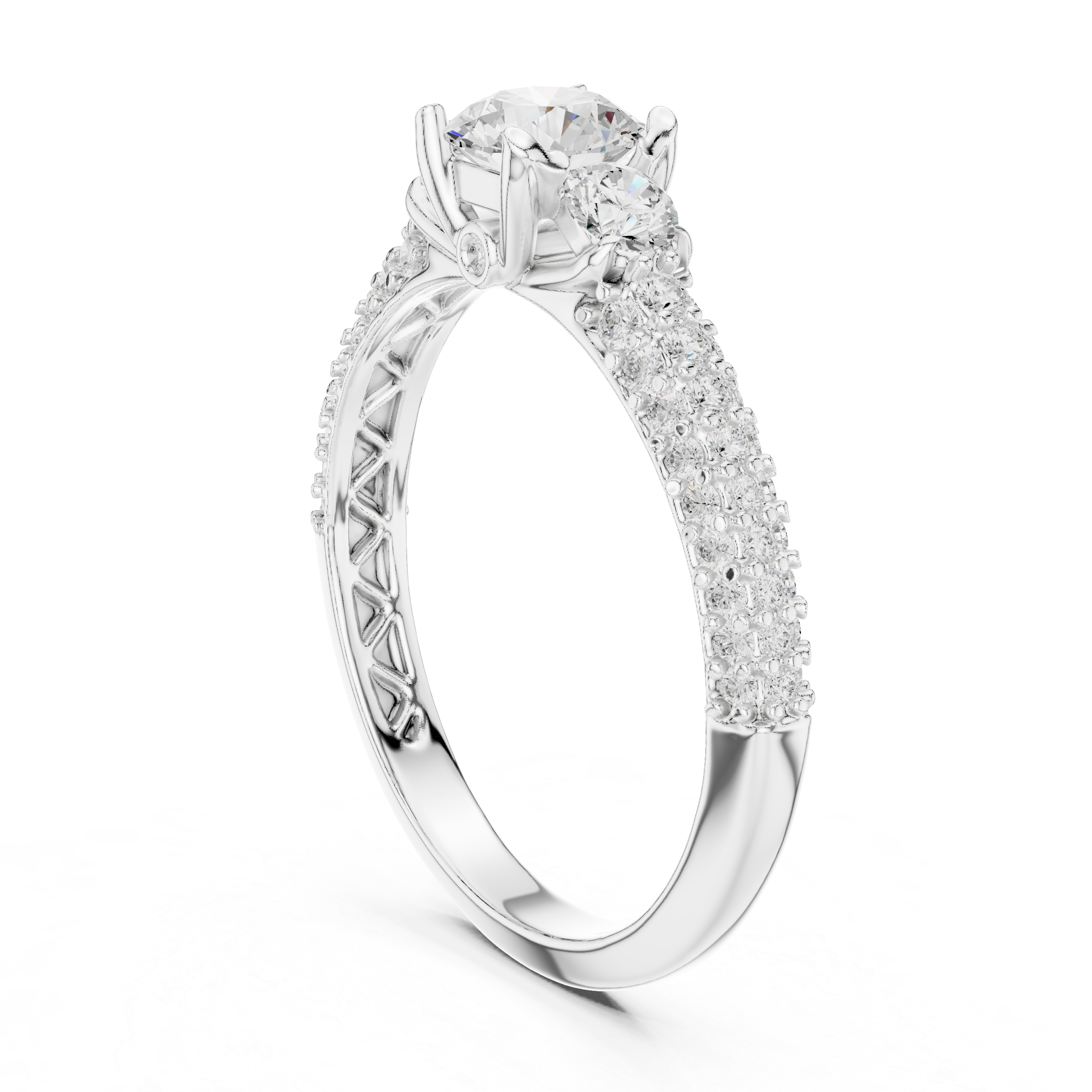 The Hellerup Ring - Round Brilliant Split-Shank Cathedral Engagement Ring