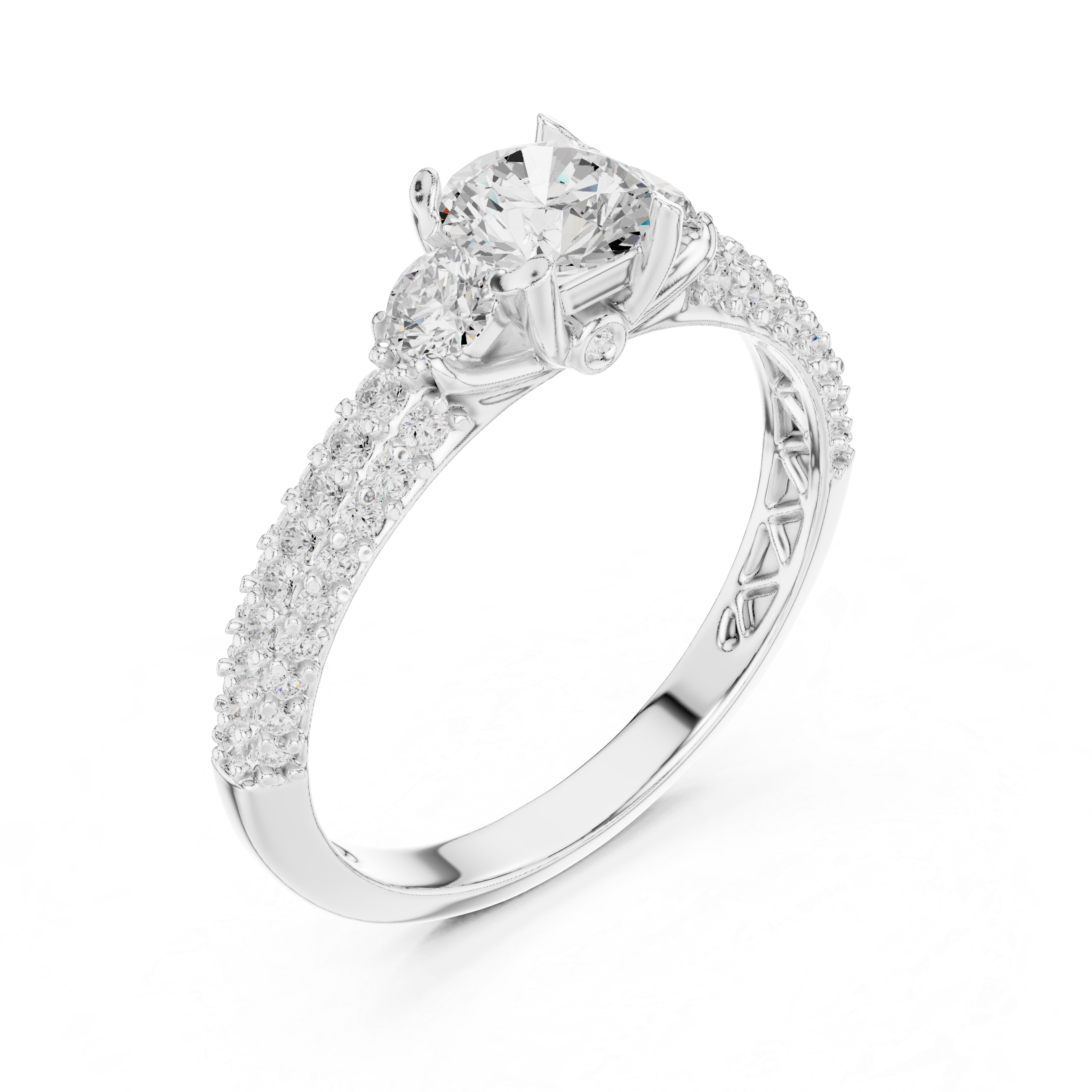 The Hellerup Ring - Round Brilliant Split-Shank Cathedral Engagement Ring