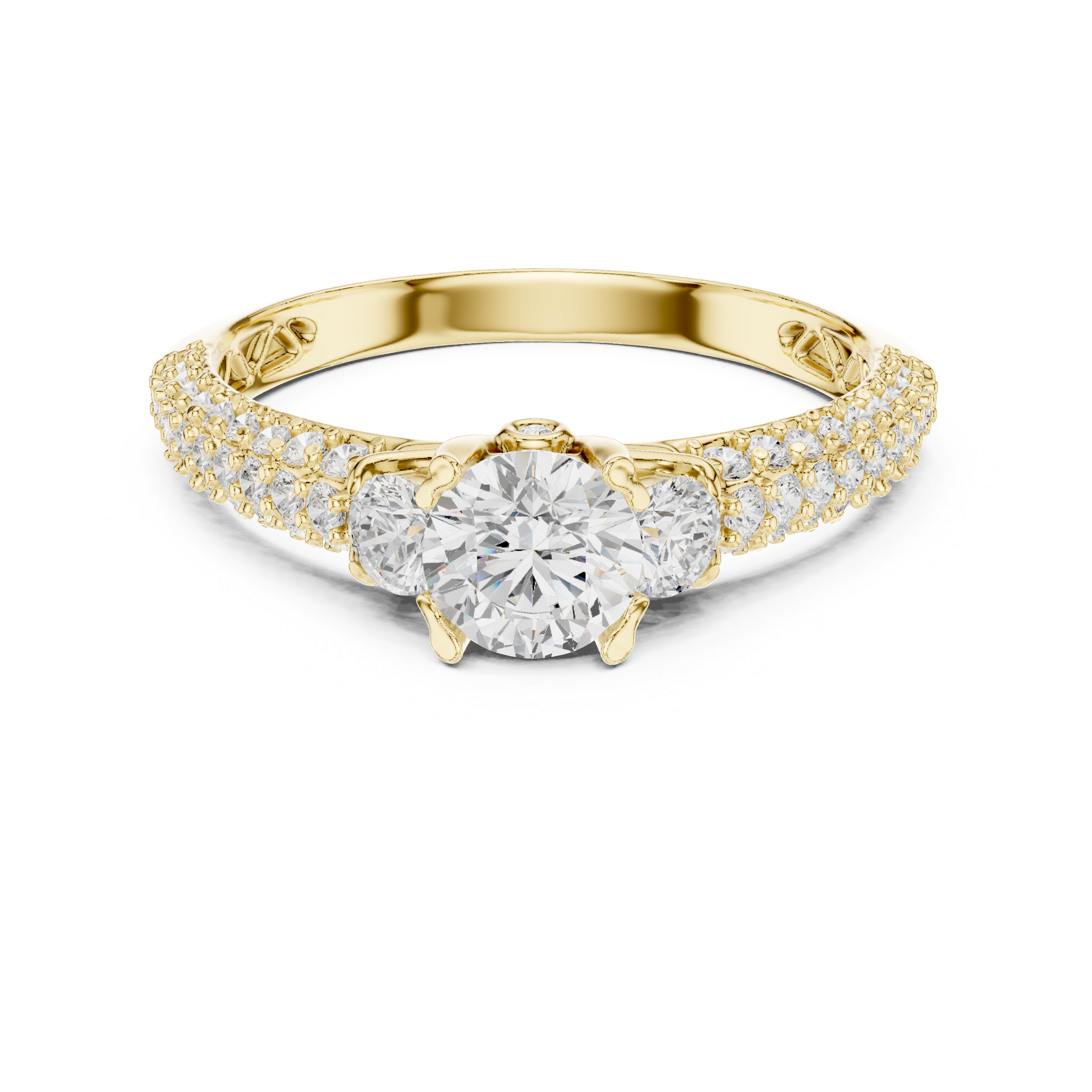 The Hellerup Ring - Round Brilliant Split-Shank Cathedral Engagement Ring