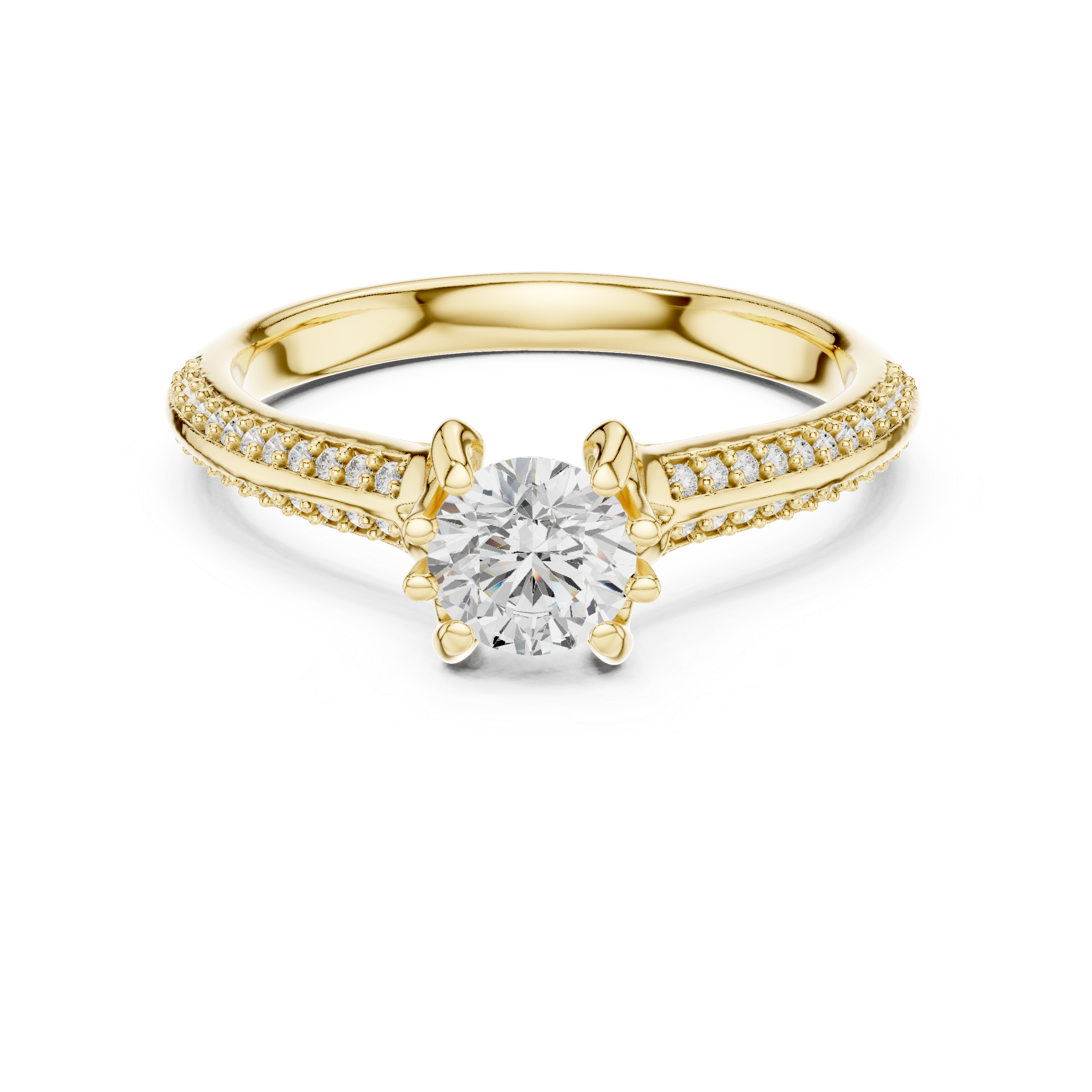 The Charlottenlund Ring - Round Brilliant Cathedral Pavé Engagement Ring