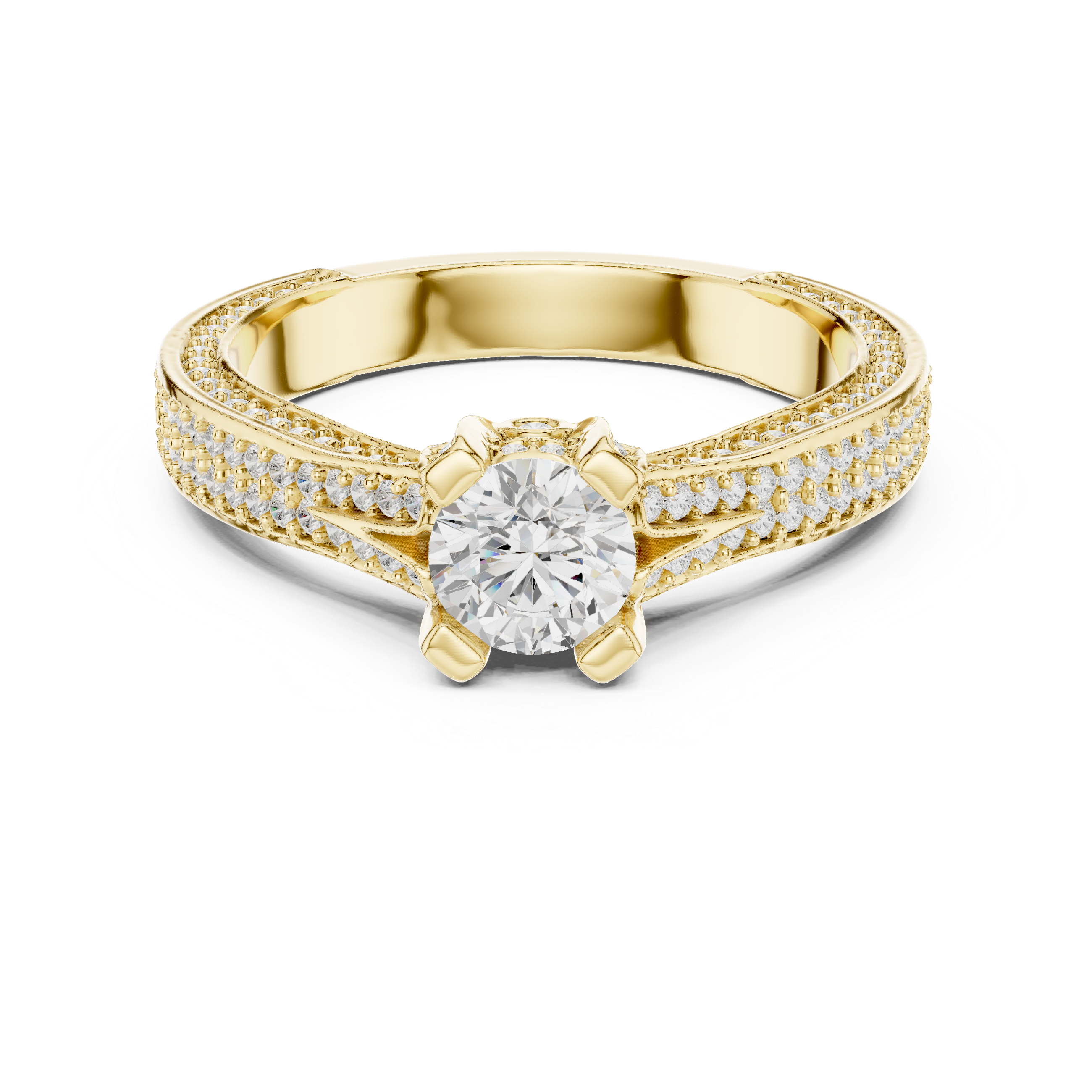 The Klampenborg Ring - Split-Cathedral Triple-Row Pavé Engagement Ring